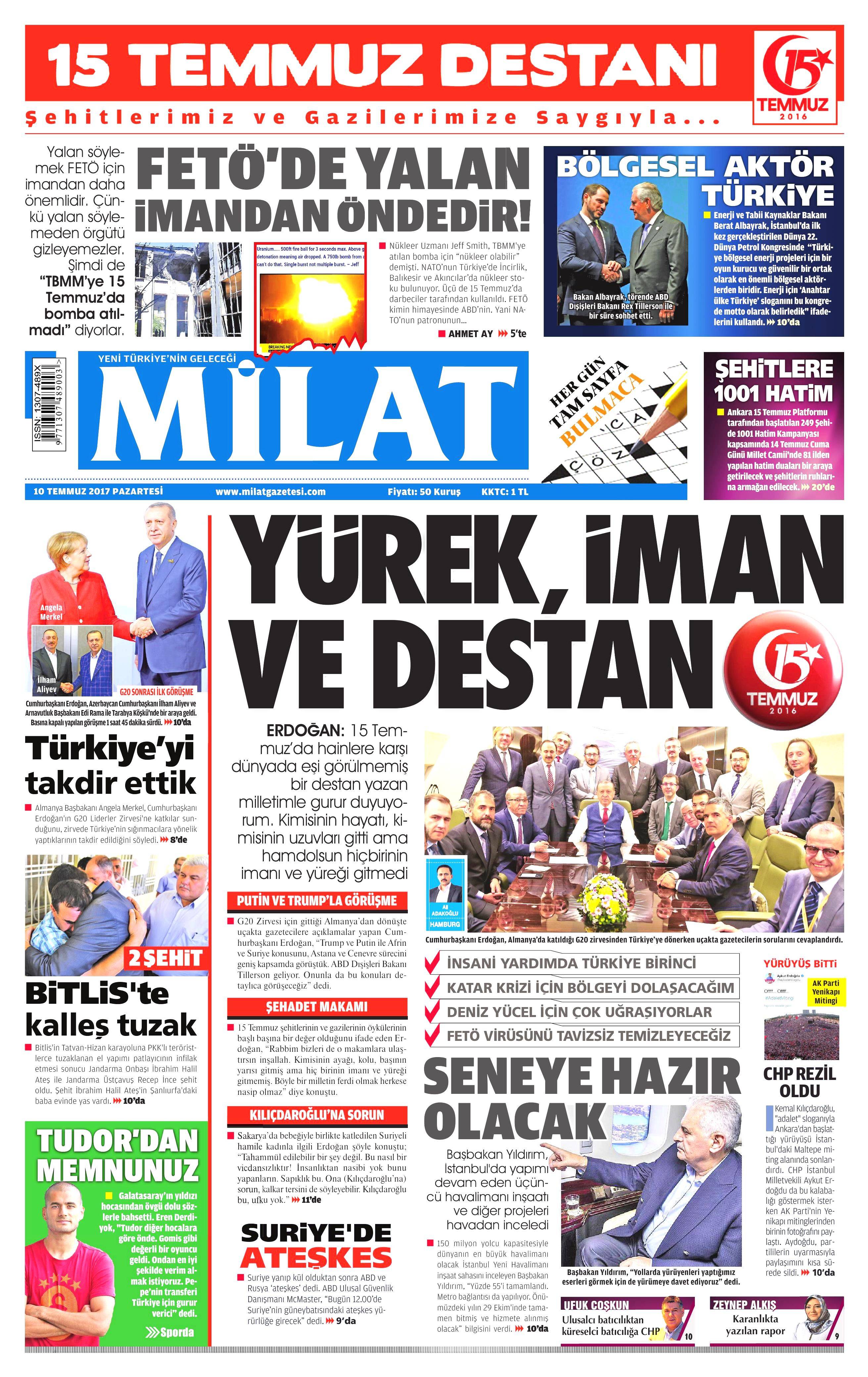 10 Temmuz 2017 Pazartesi gazete manşetleri - 9