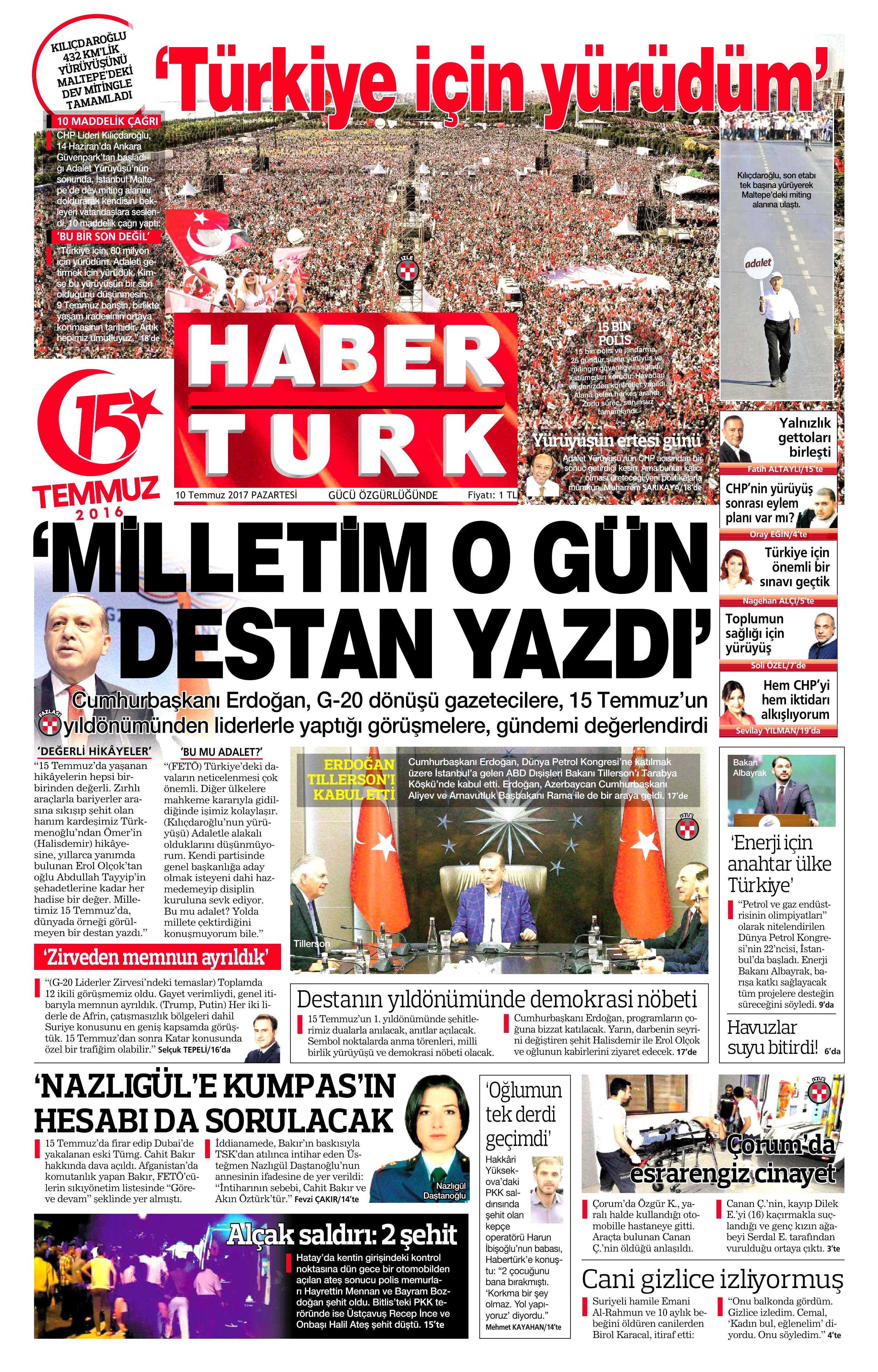 10 Temmuz 2017 Pazartesi gazete manşetleri - 5