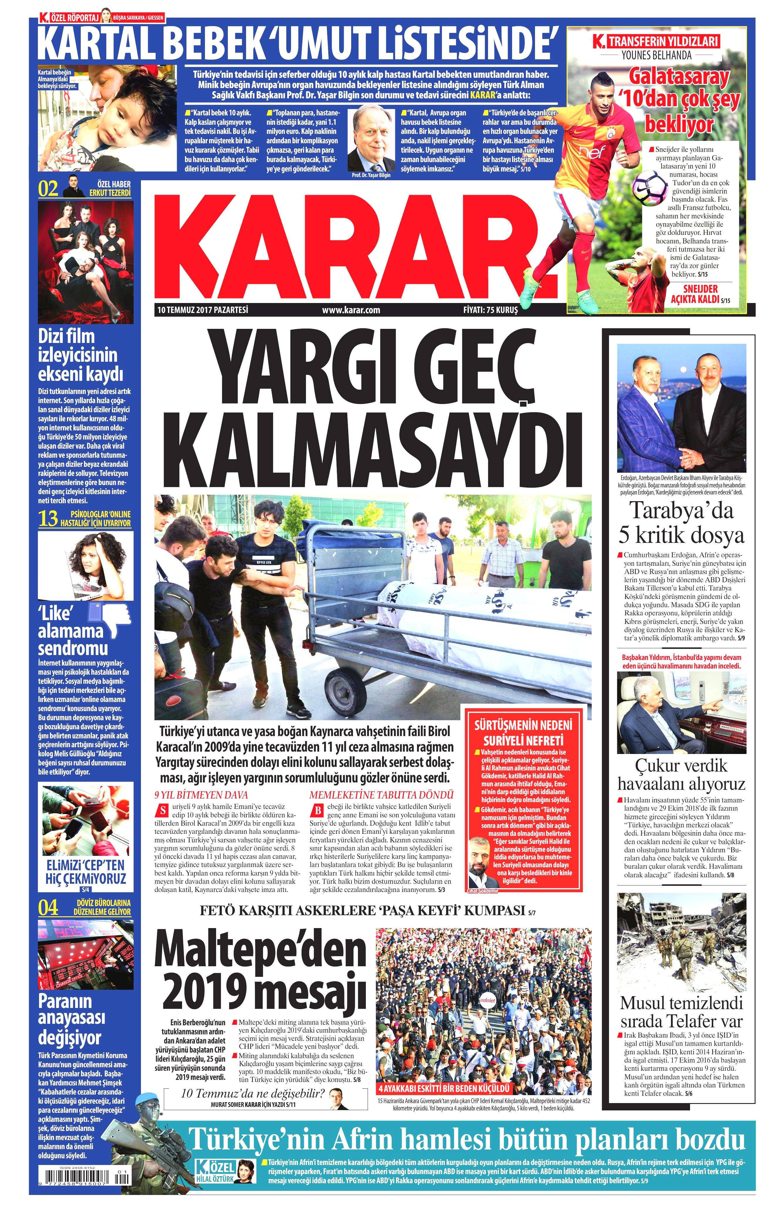 10 Temmuz 2017 Pazartesi gazete manşetleri - 8