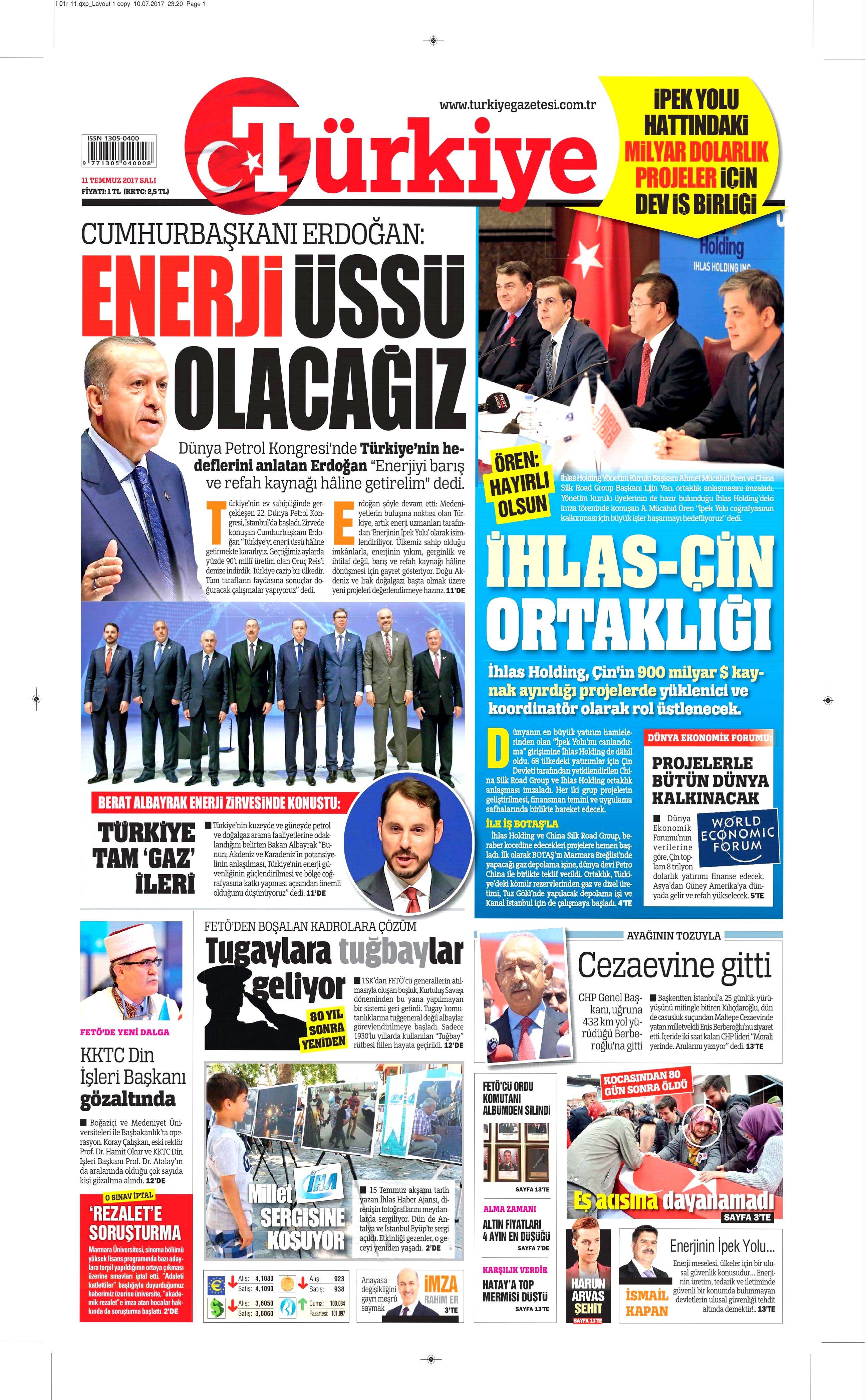 11 Temmuz 2017 Salı gazete manşetleri - 2