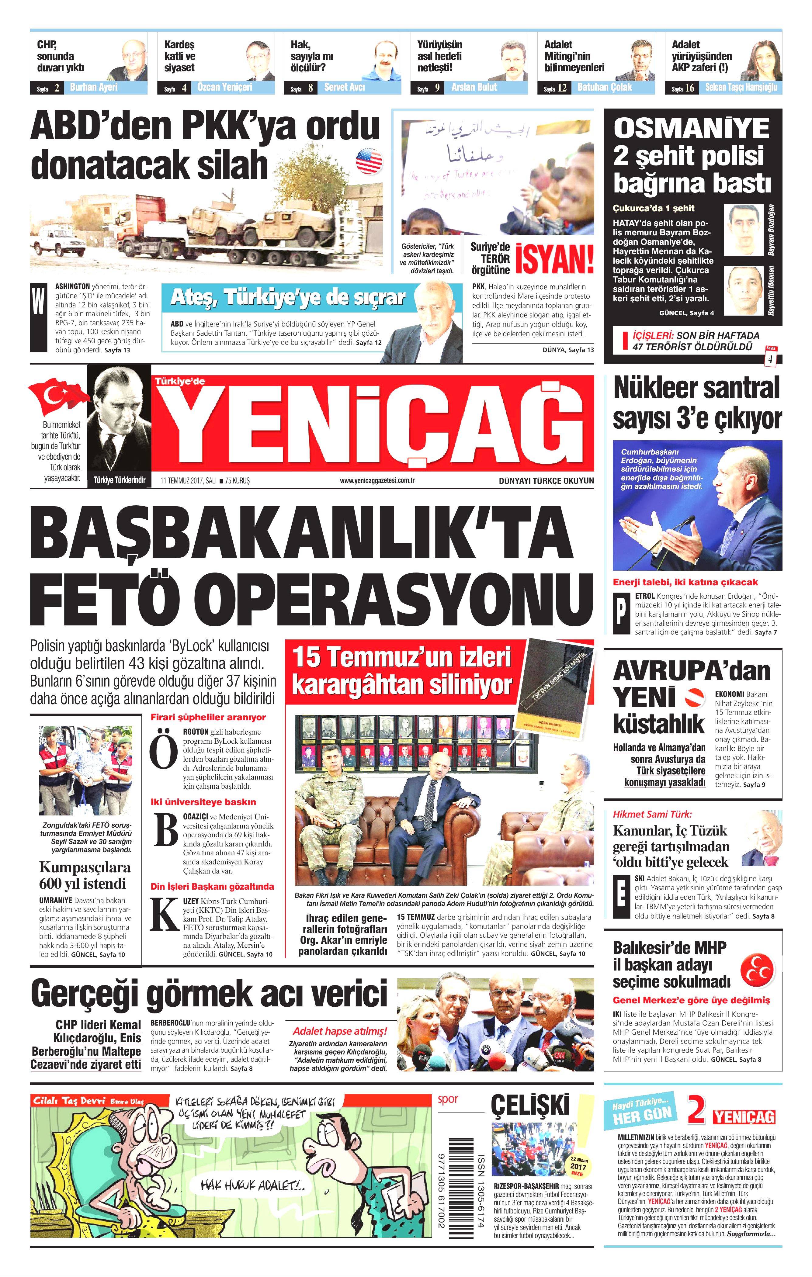 11 Temmuz 2017 Salı gazete manşetleri - 5