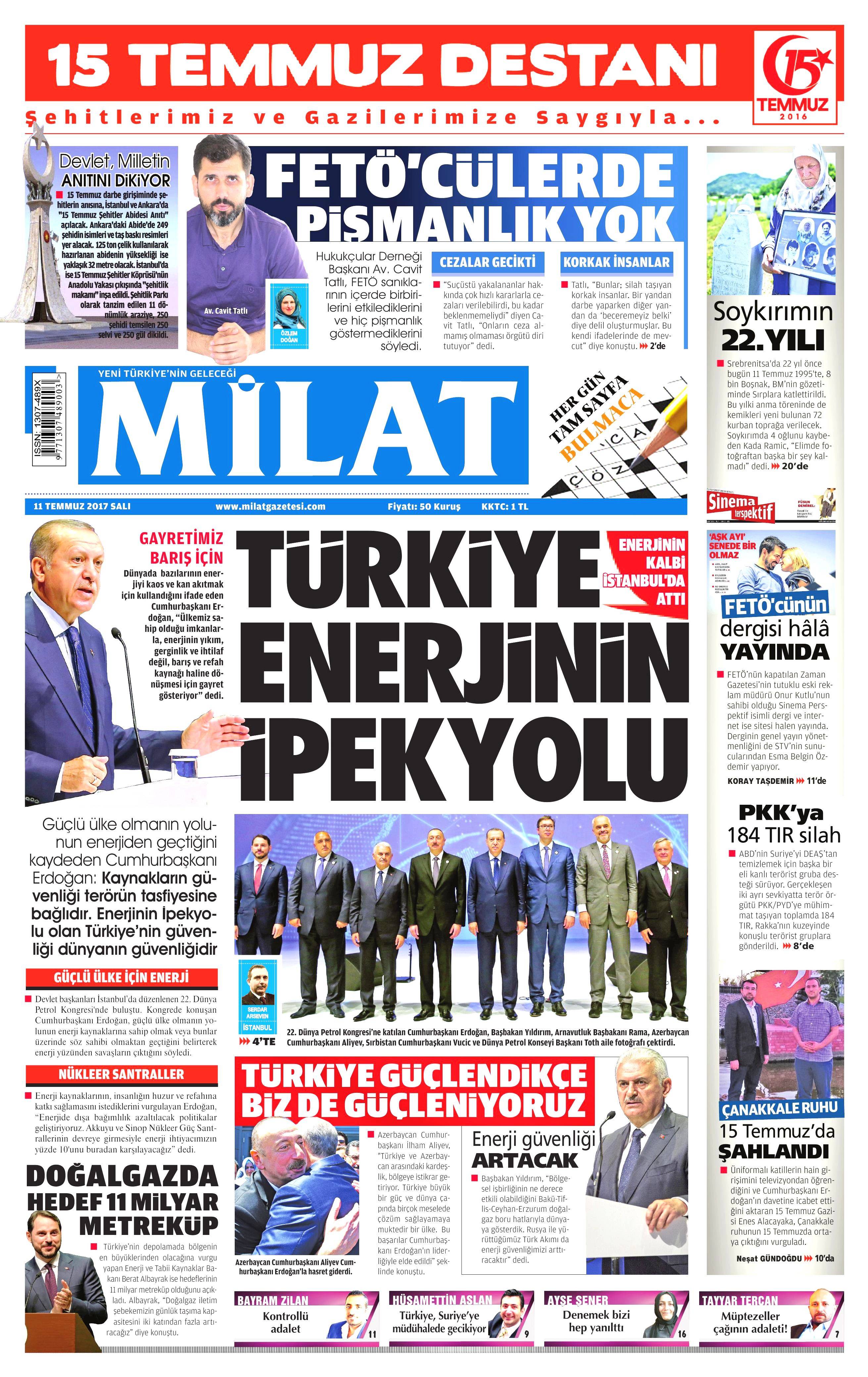 11 Temmuz 2017 Salı gazete manşetleri - 8