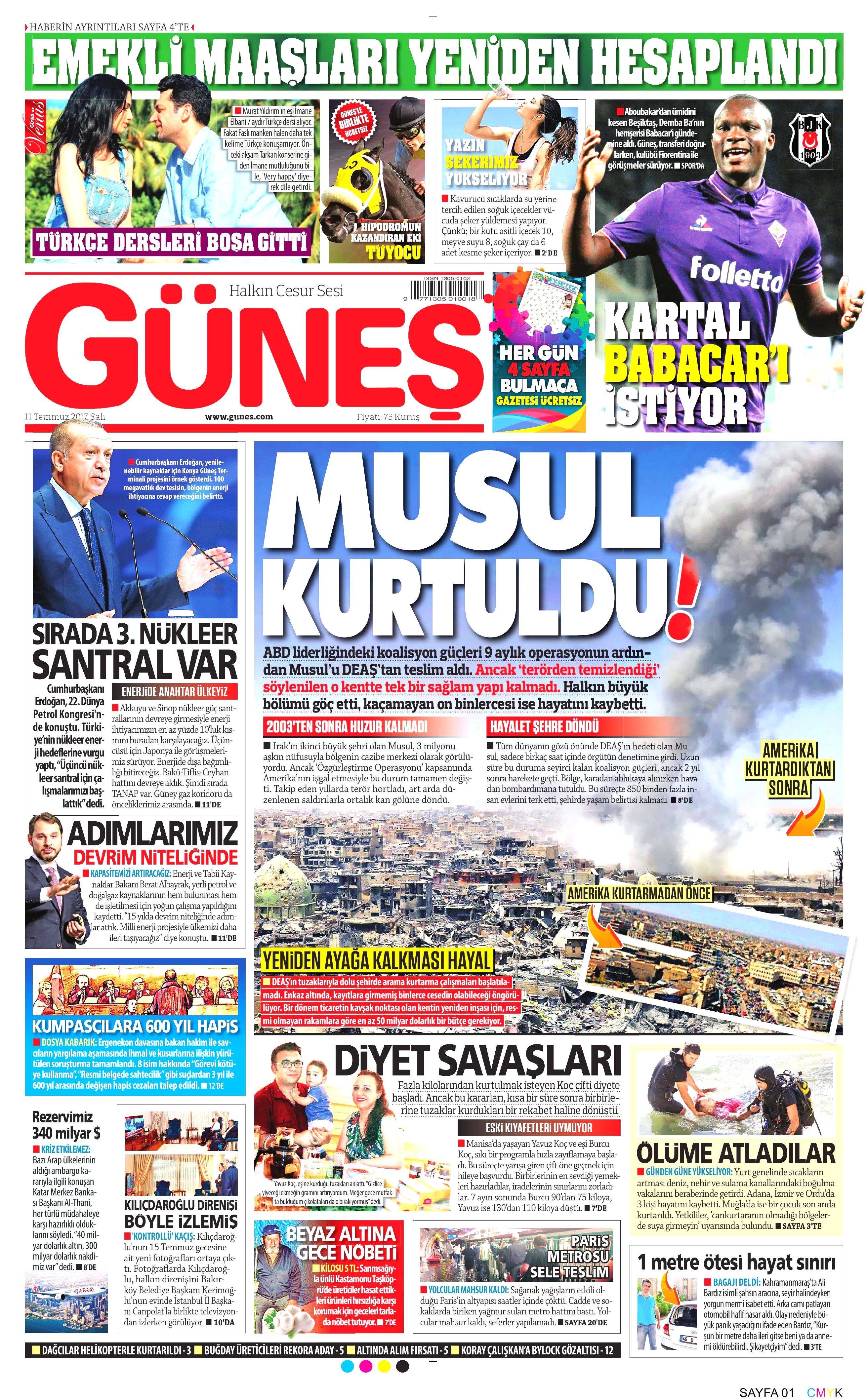 11 Temmuz 2017 Salı gazete manşetleri - 13