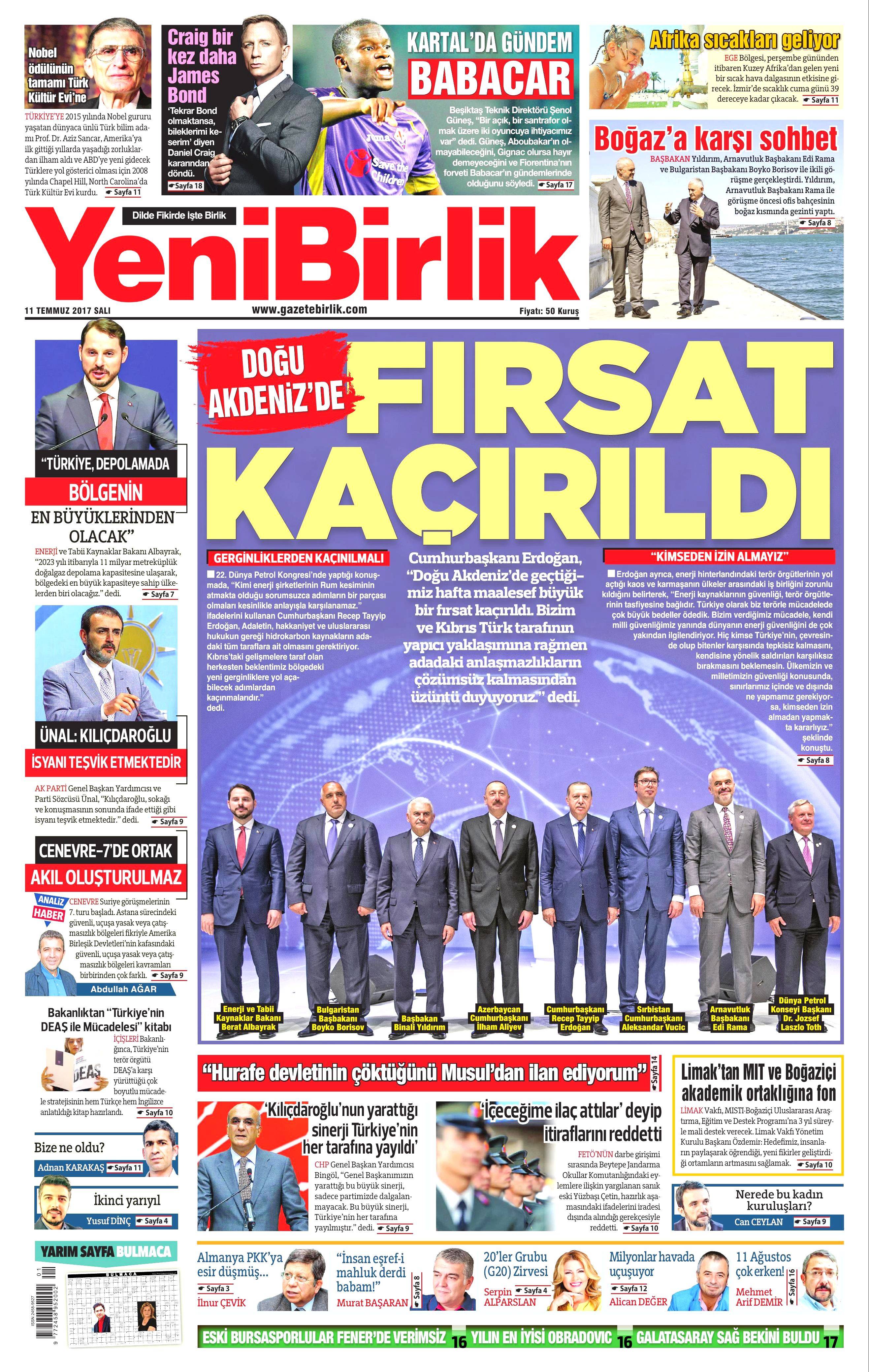 11 Temmuz 2017 Salı gazete manşetleri - 12