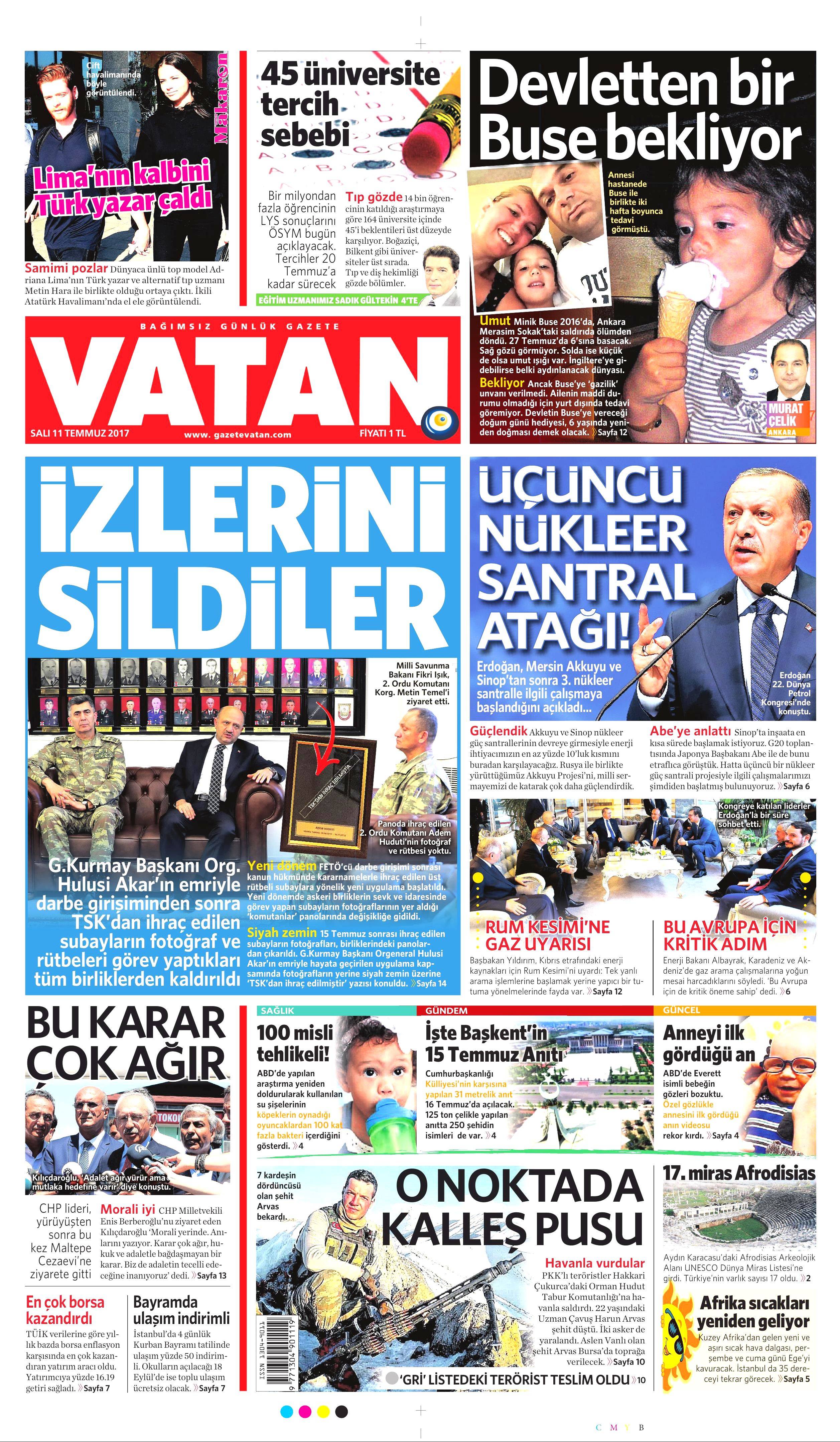 11 Temmuz 2017 Salı gazete manşetleri - 15
