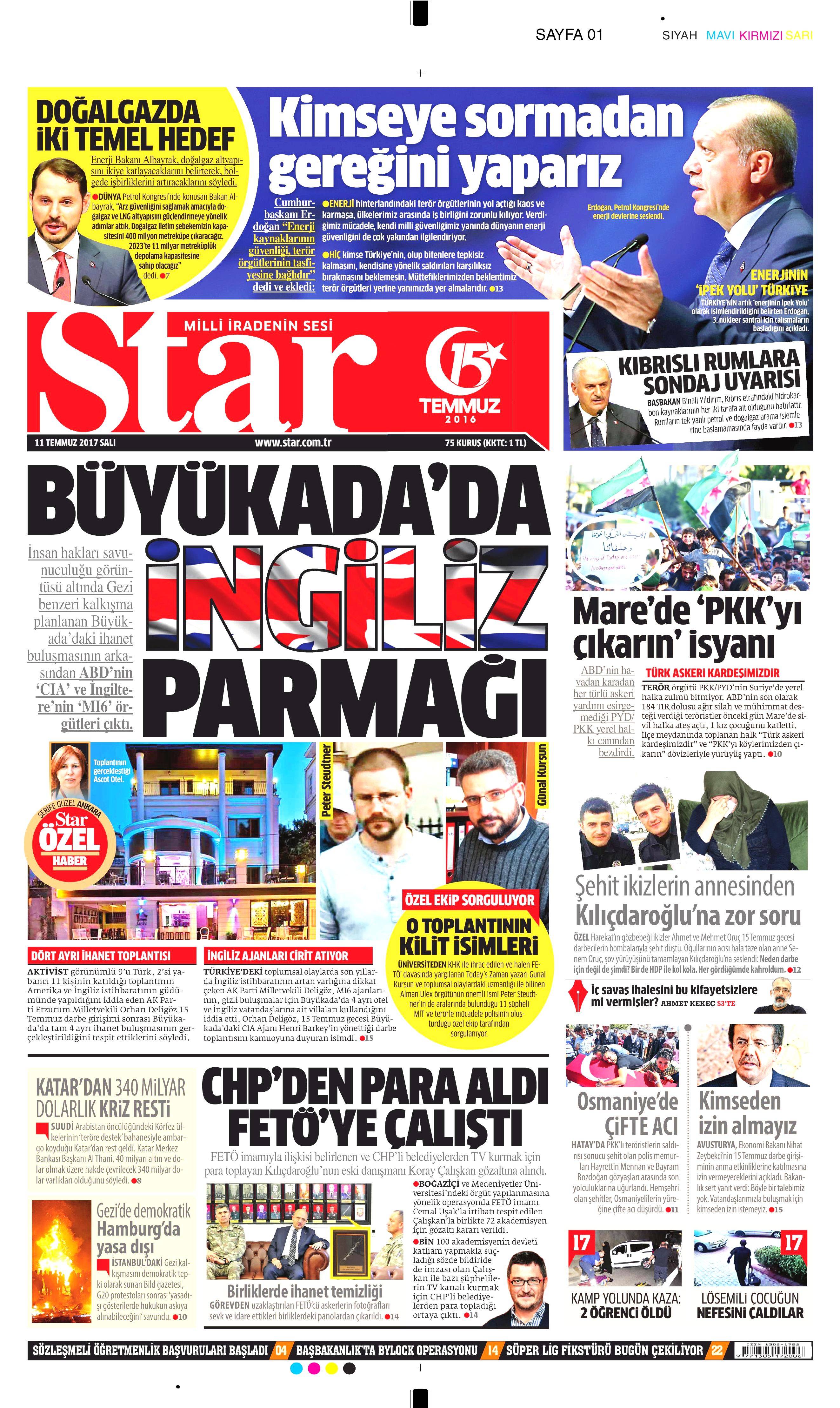 11 Temmuz 2017 Salı gazete manşetleri - 16