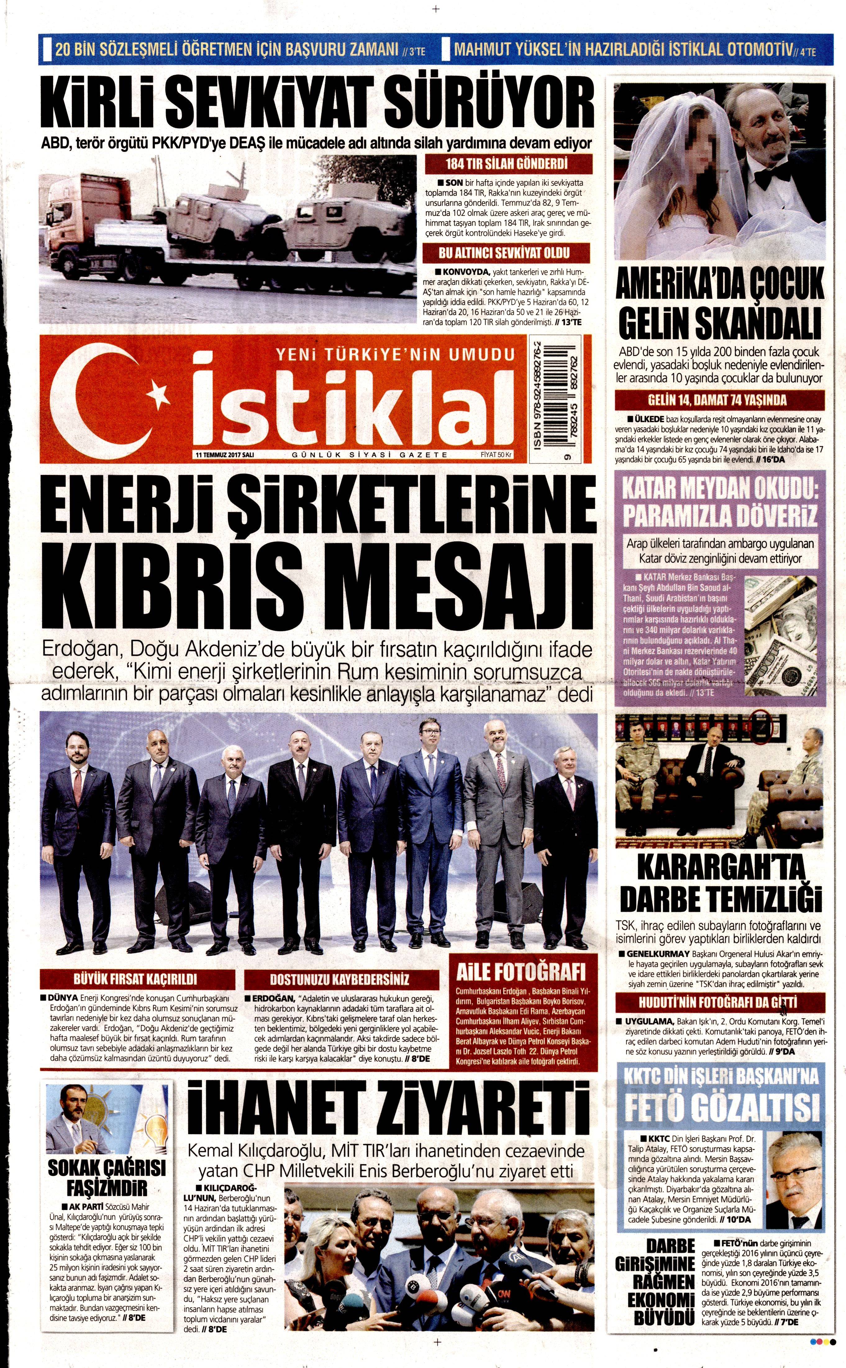 11 Temmuz 2017 Salı gazete manşetleri - 21