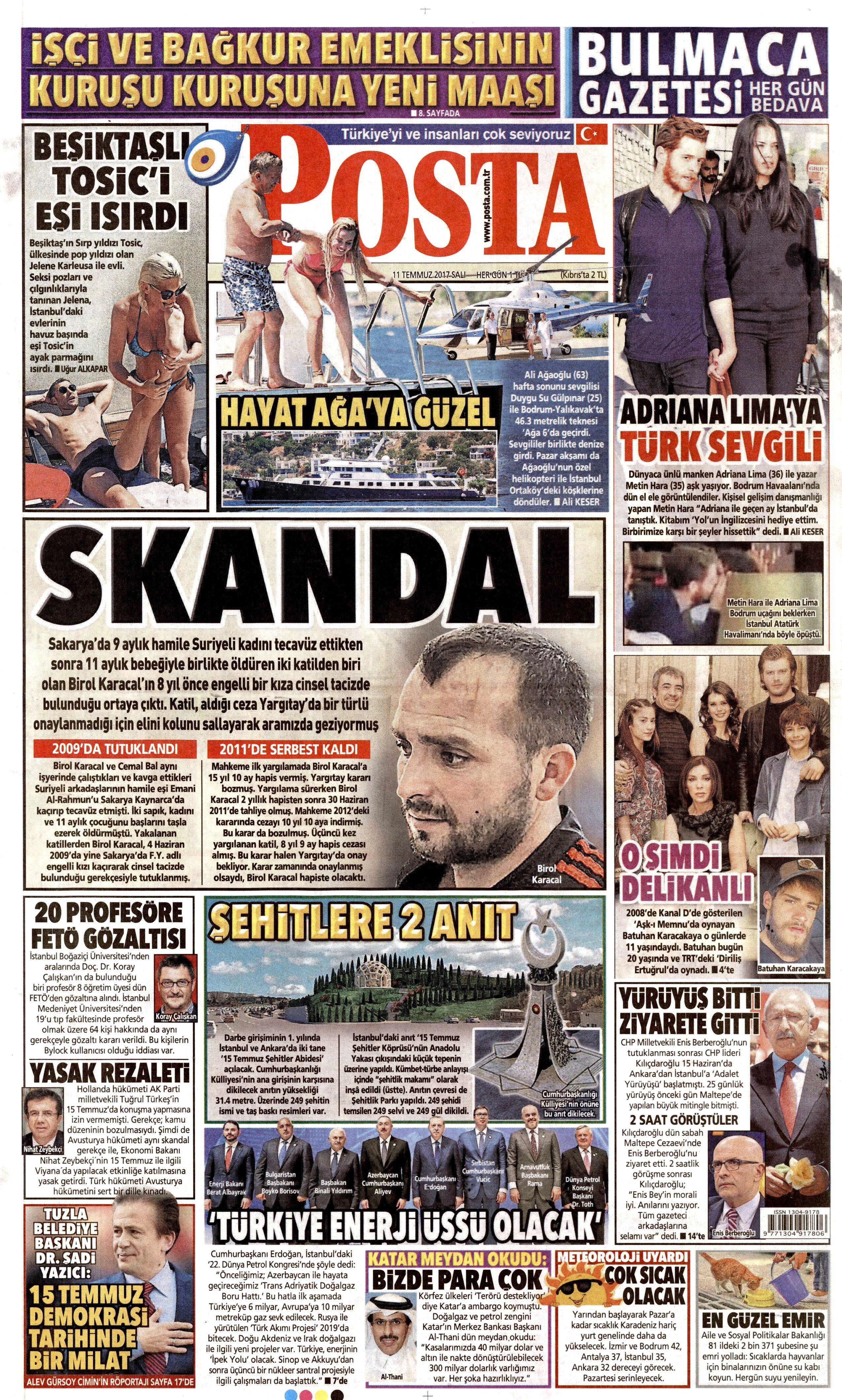 11 Temmuz 2017 Salı gazete manşetleri - 22