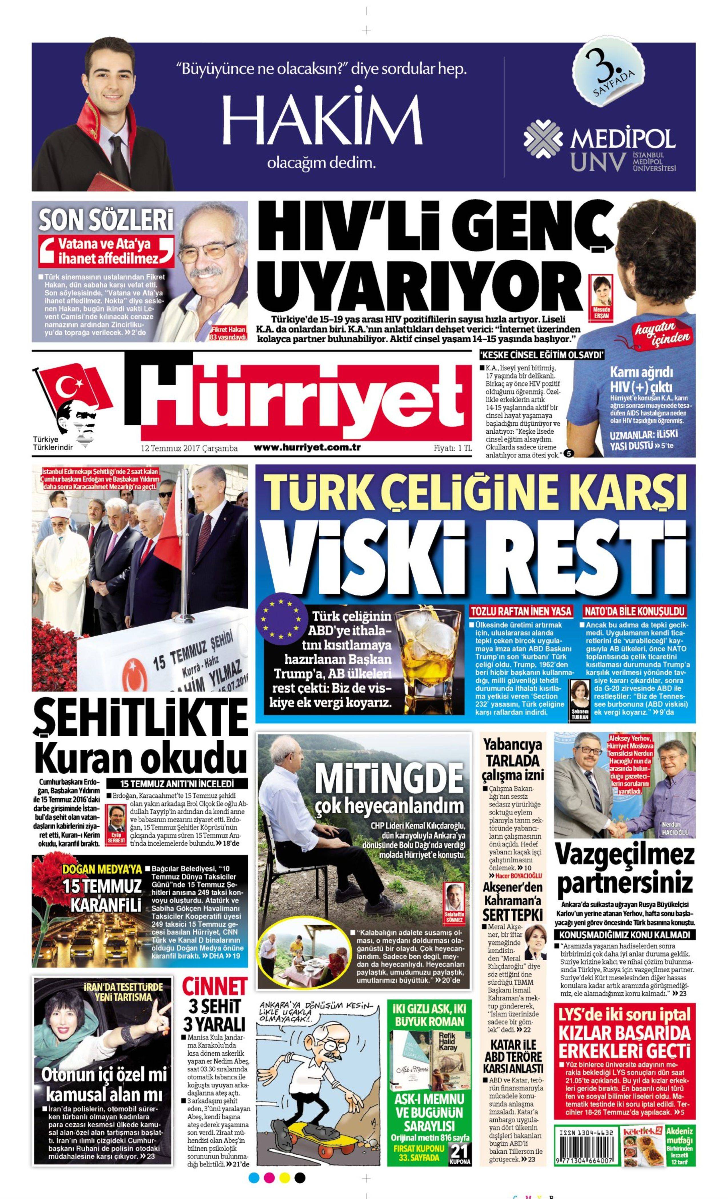 12 Temmuz 2017 Çarşamba gazete manşetleri - 6