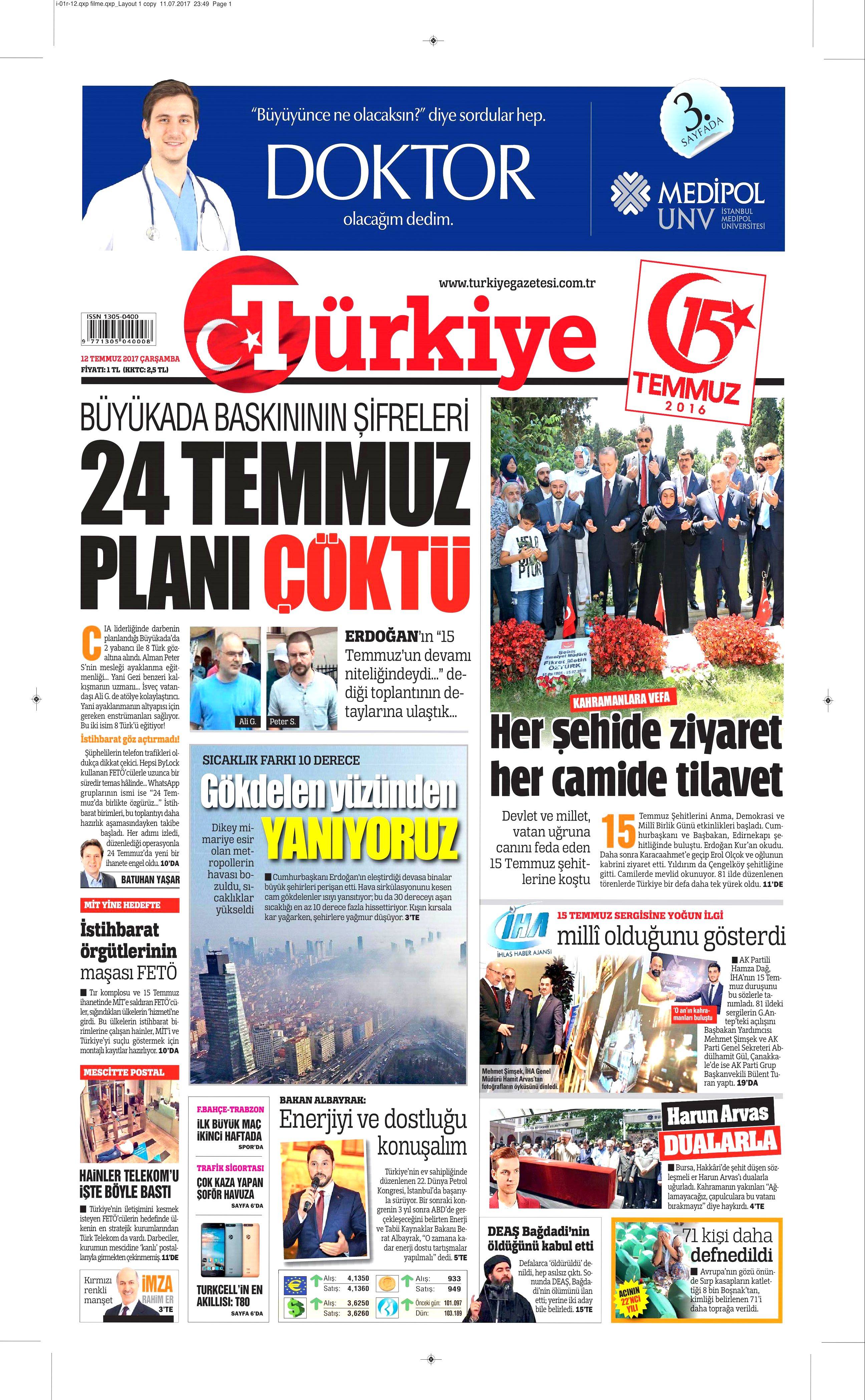 12 Temmuz 2017 Çarşamba gazete manşetleri - 17