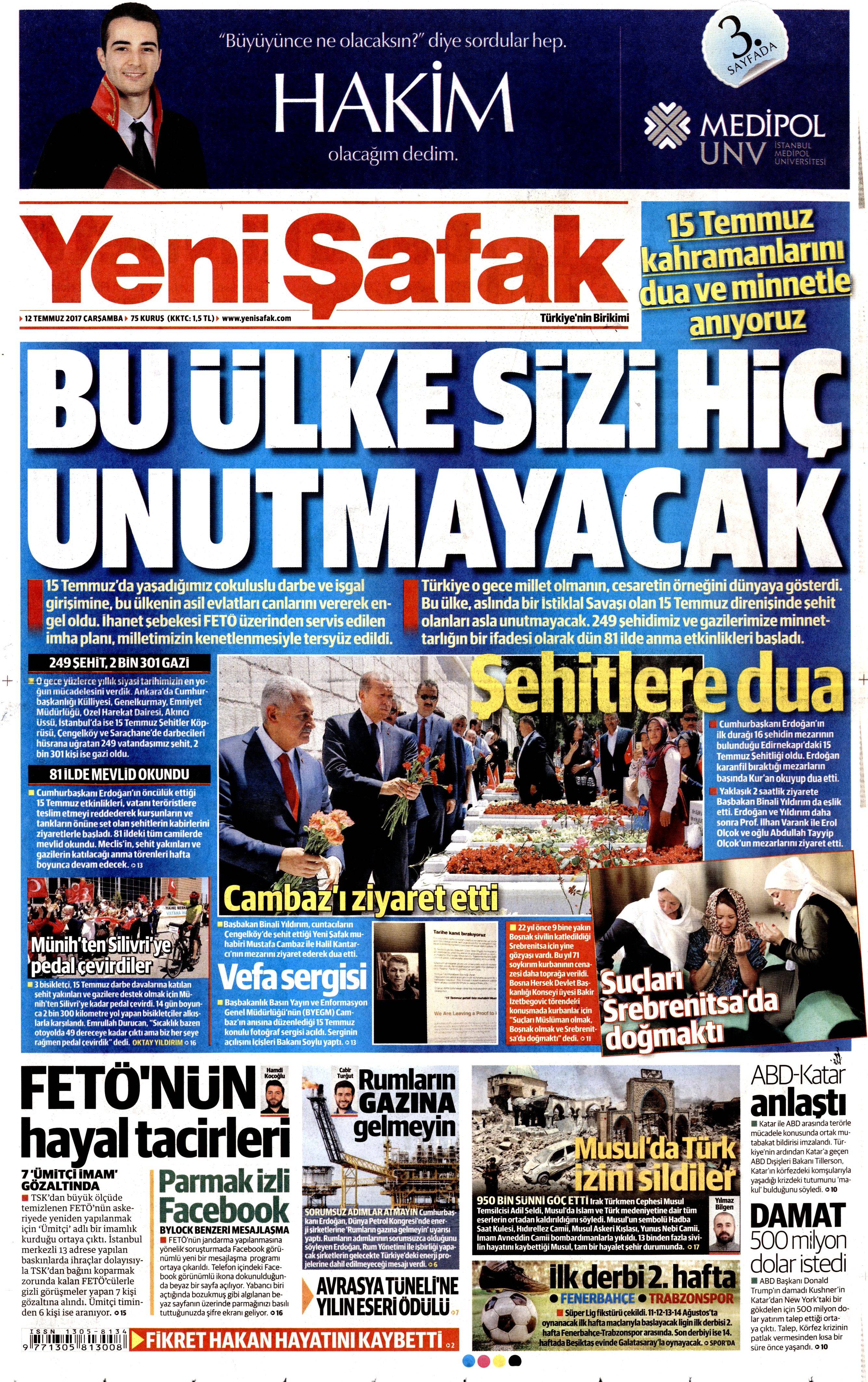 12 Temmuz 2017 Çarşamba gazete manşetleri - 24