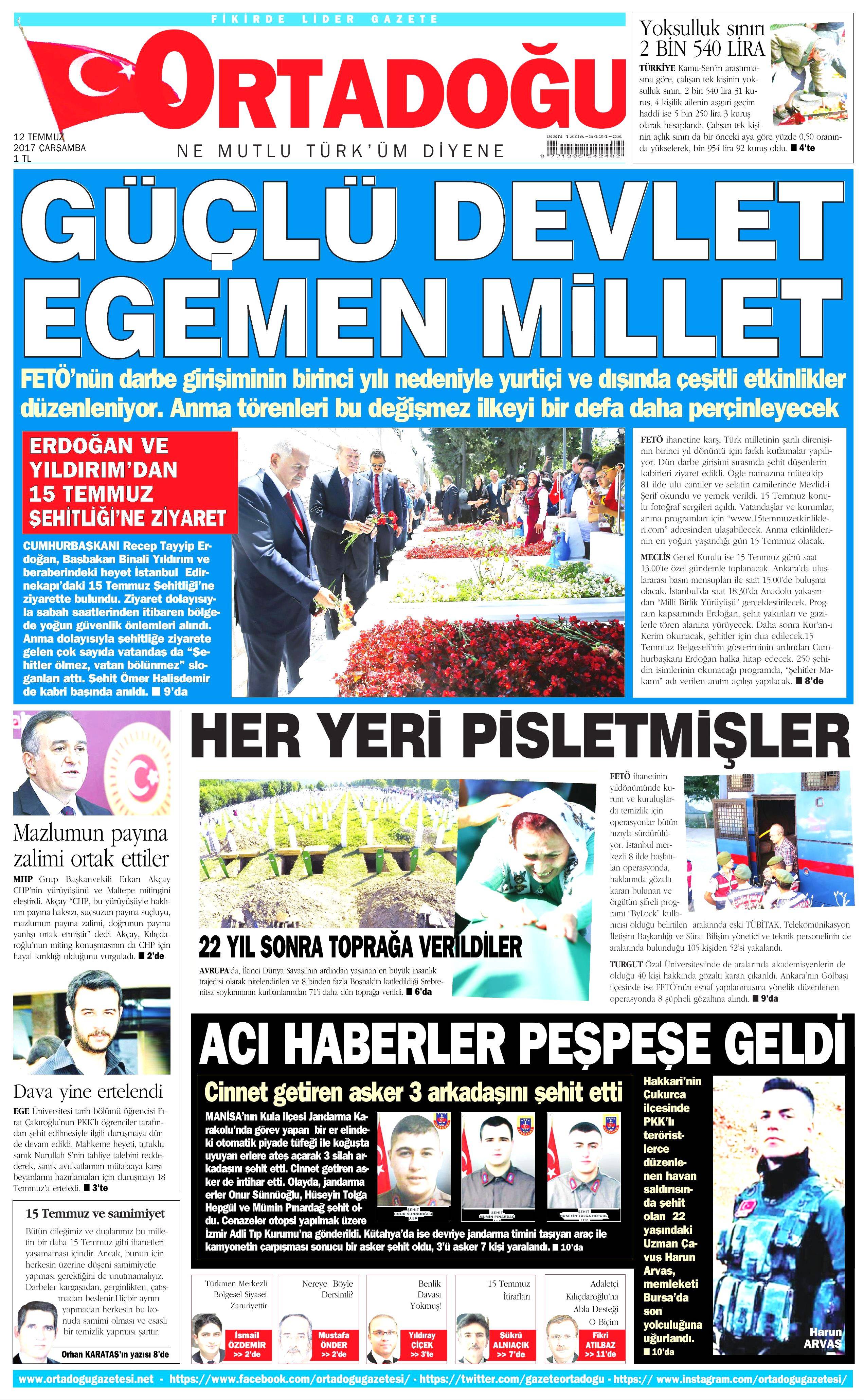 12 Temmuz 2017 Çarşamba gazete manşetleri - 11