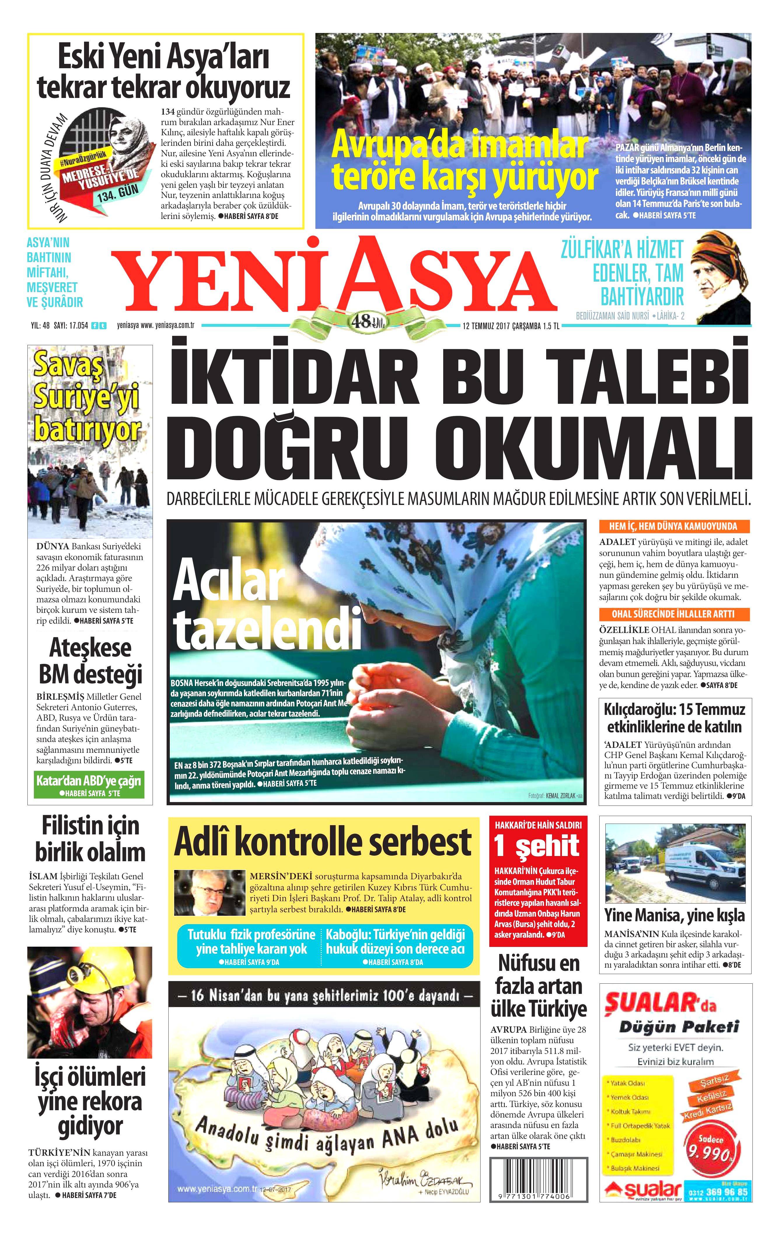 12 Temmuz 2017 Çarşamba gazete manşetleri - 19