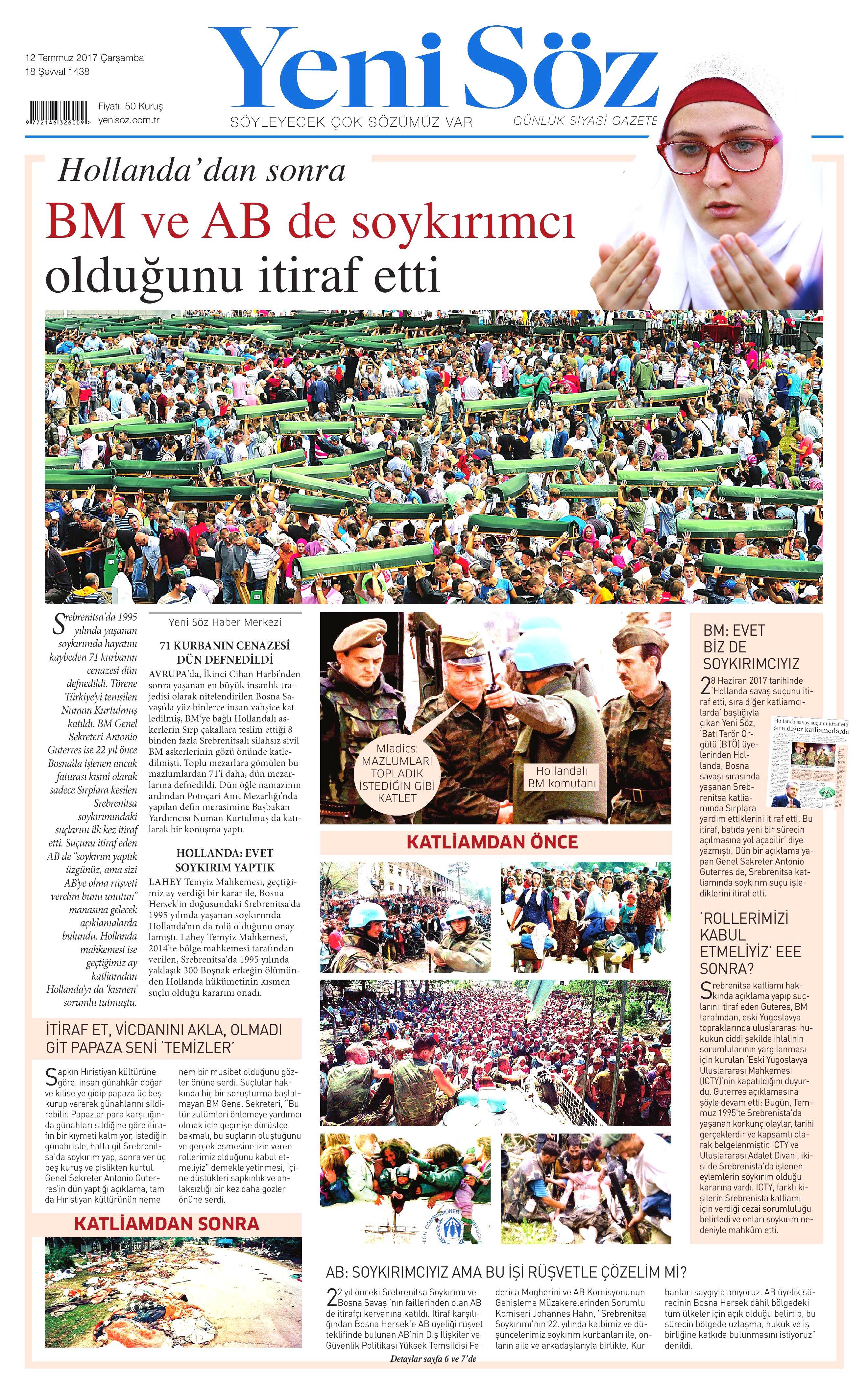 12 Temmuz 2017 Çarşamba gazete manşetleri - 23