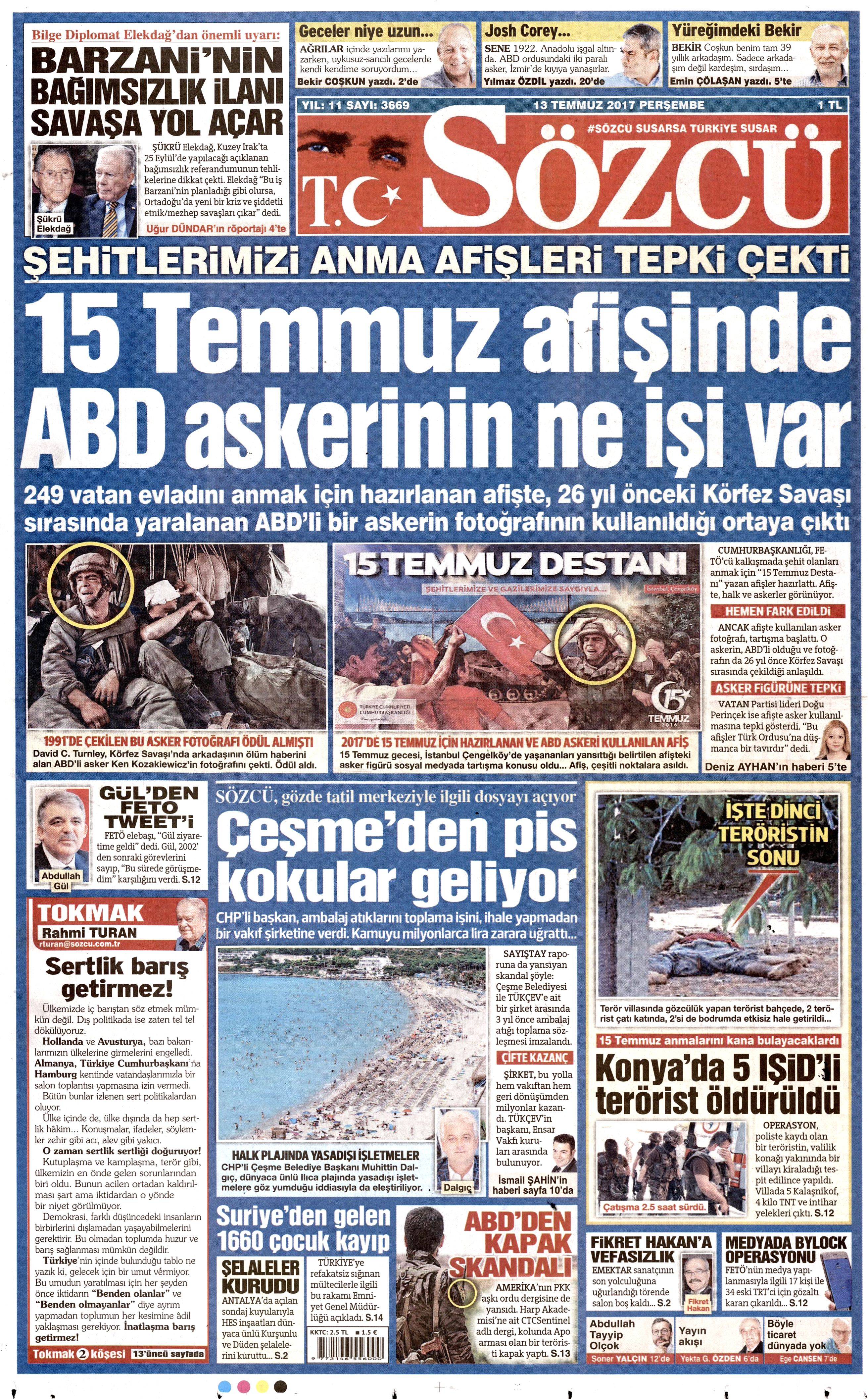 13 Temmuz 2017 Perşembe gazete manşetleri - 16