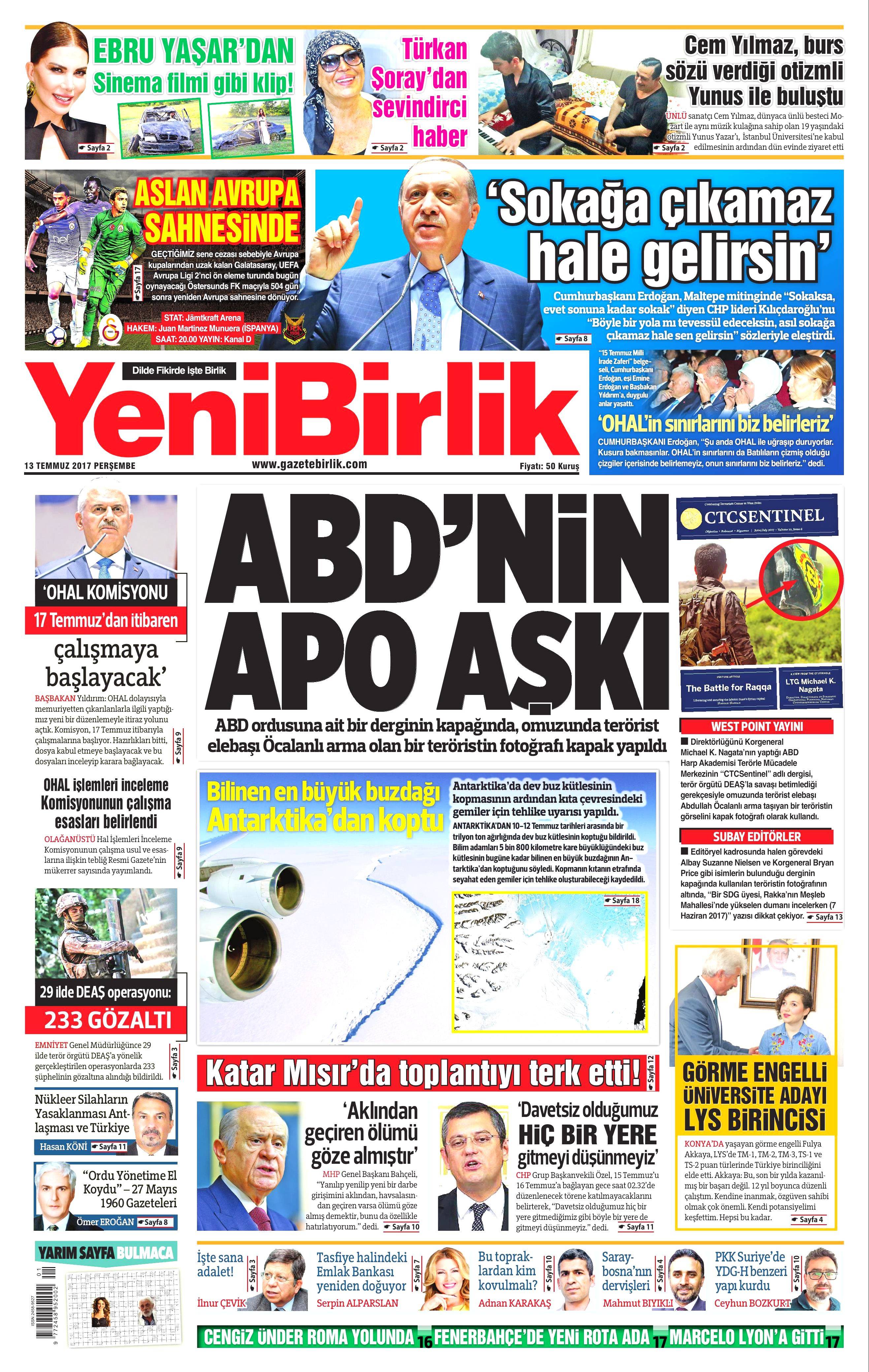 13 Temmuz 2017 Perşembe gazete manşetleri - 20