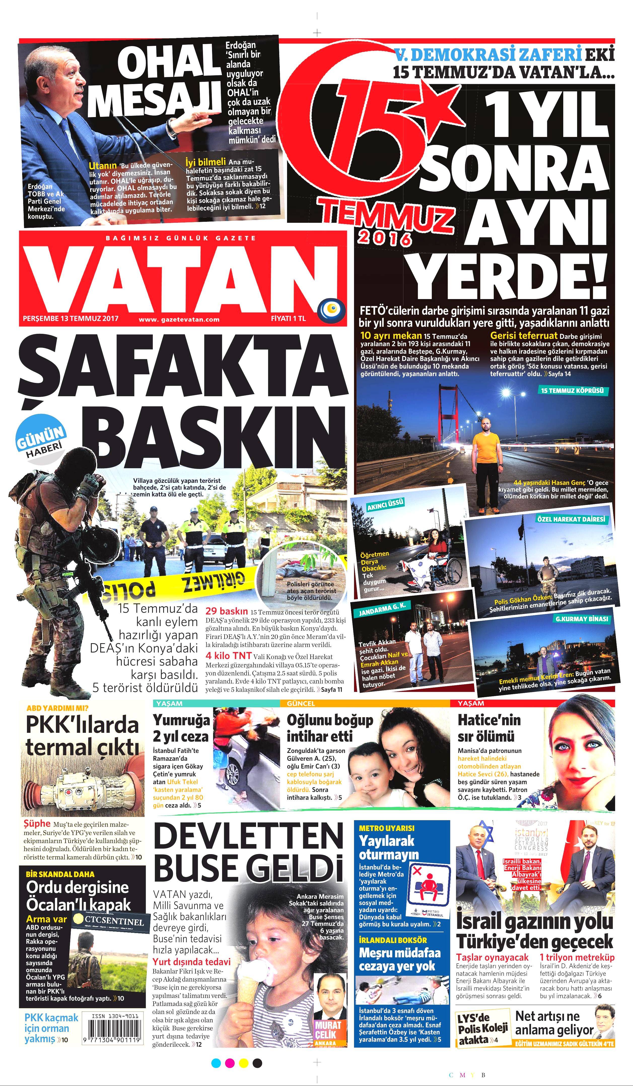 13 Temmuz 2017 Perşembe gazete manşetleri - 18