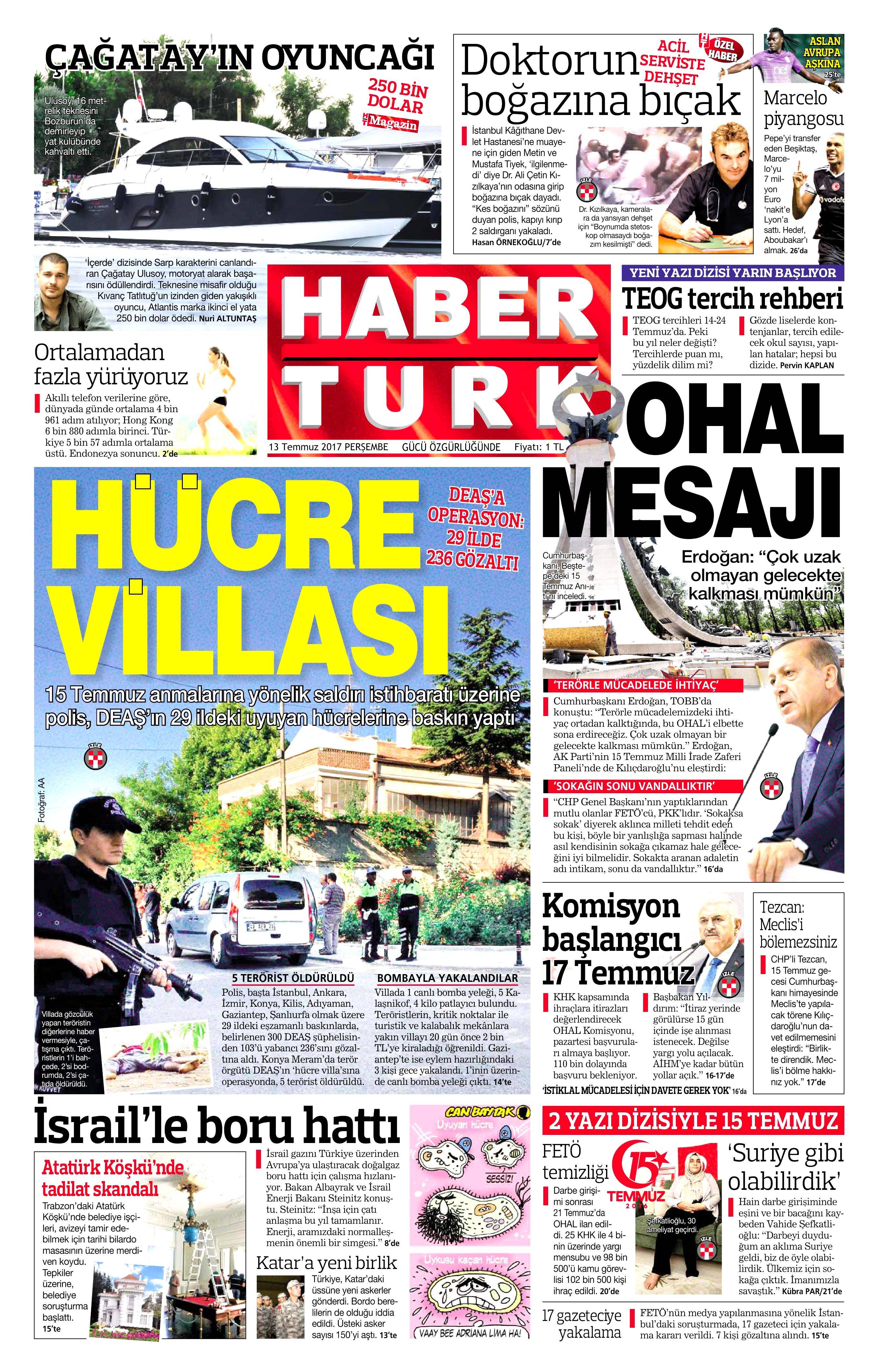 13 Temmuz 2017 Perşembe gazete manşetleri - 5