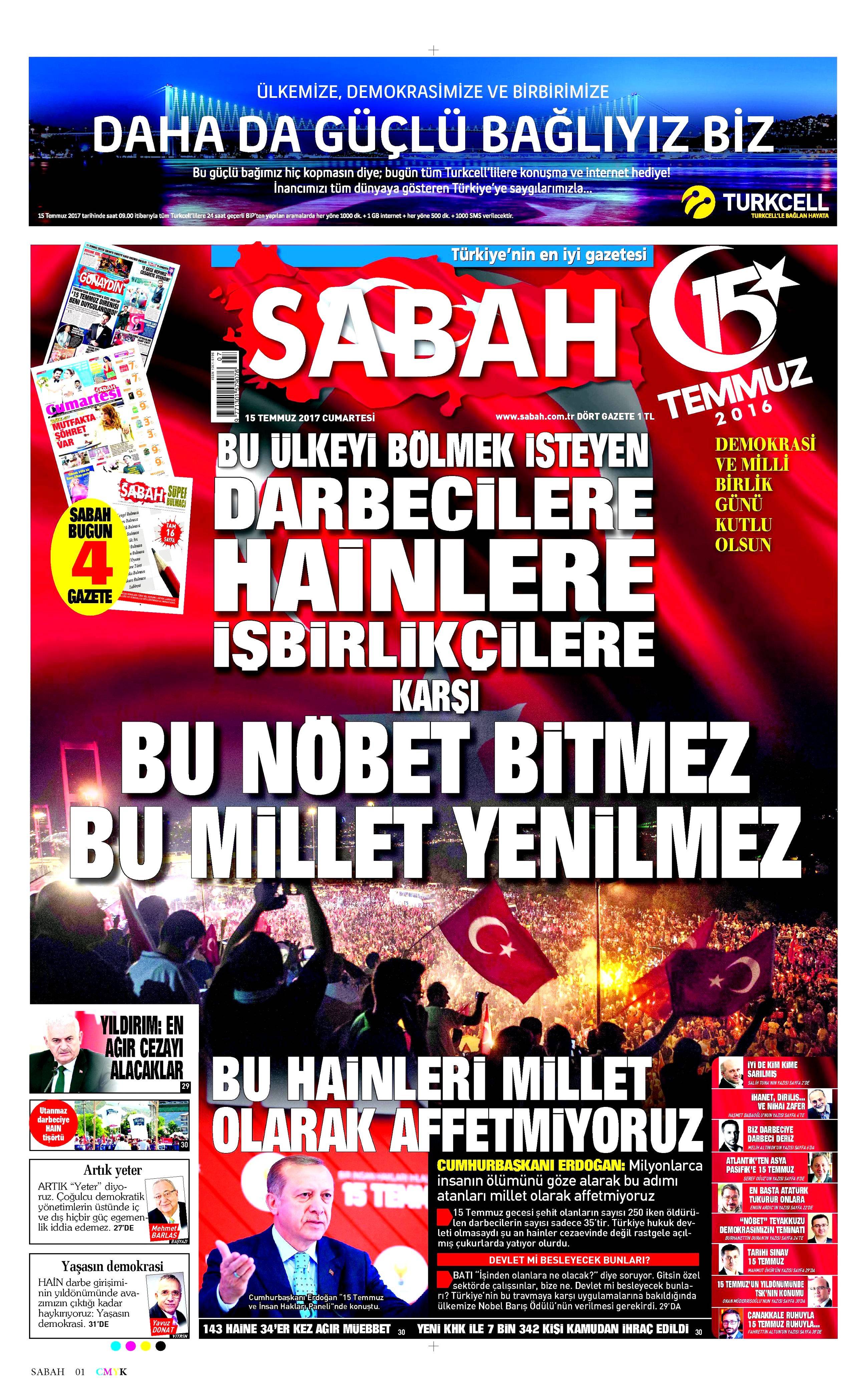 15 Temmuz 2017 Cumartesi gazete manşetleri - 14