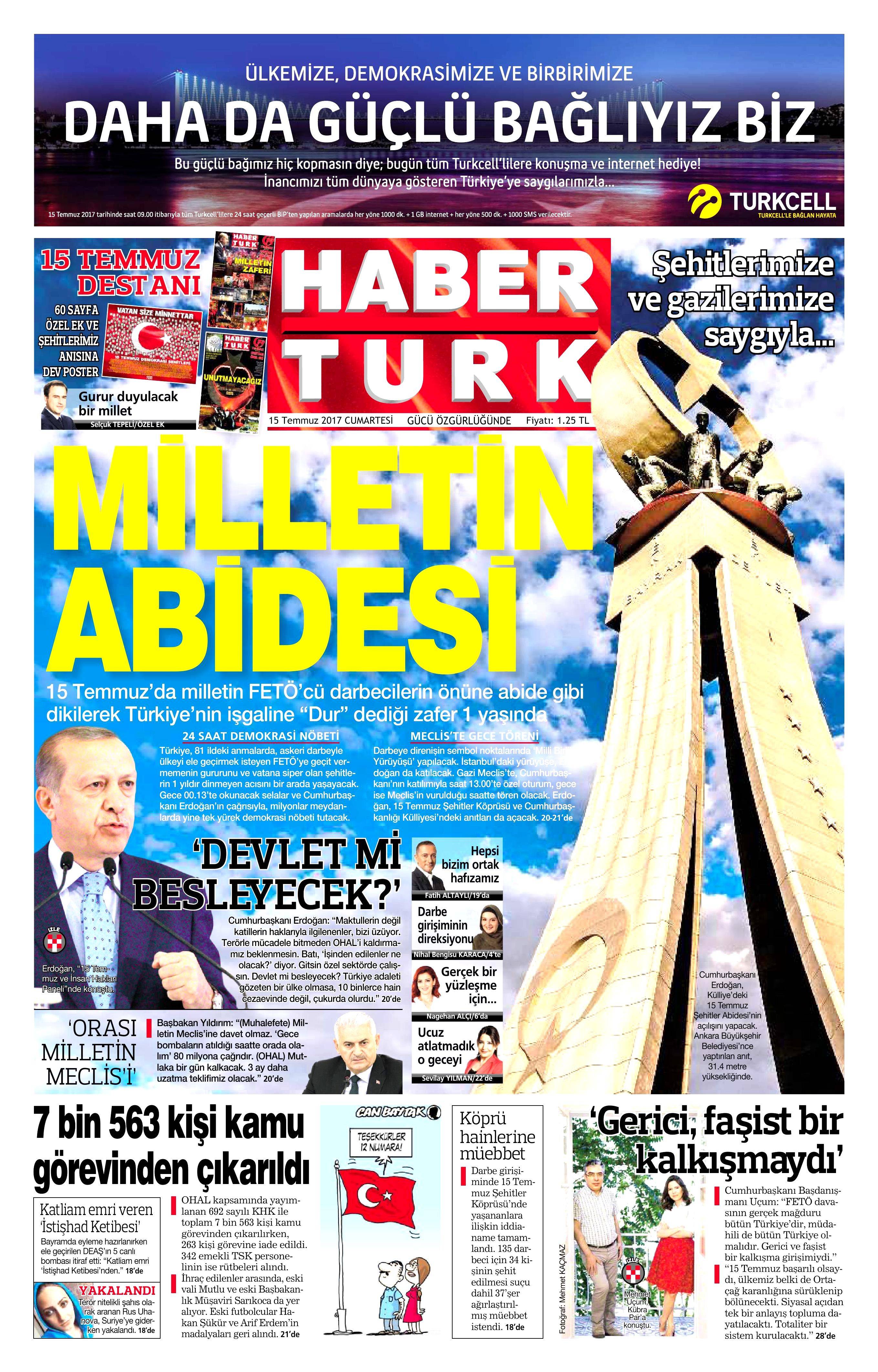 15 Temmuz 2017 Cumartesi gazete manşetleri - 5