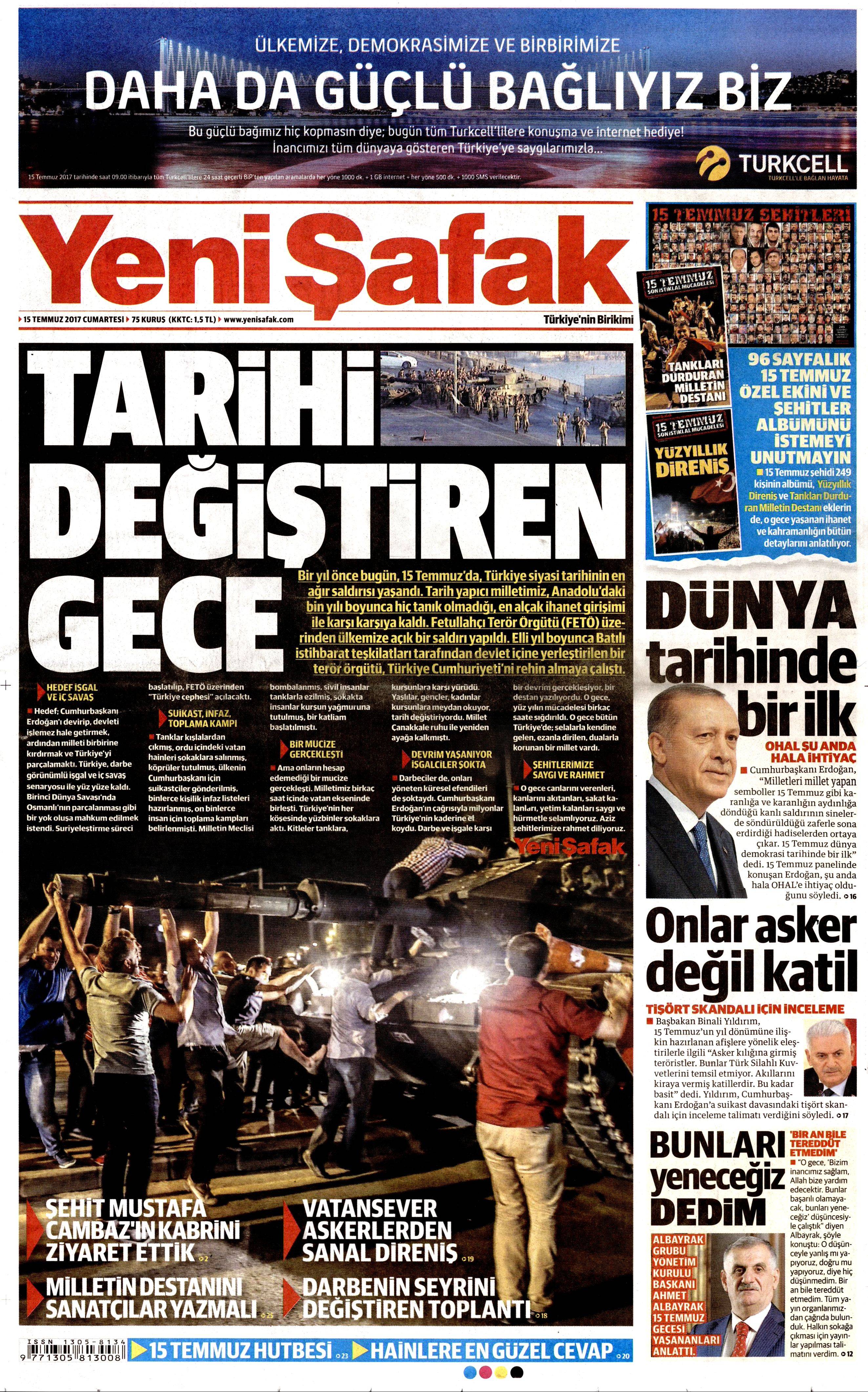 15 Temmuz 2017 Cumartesi gazete manşetleri - 25