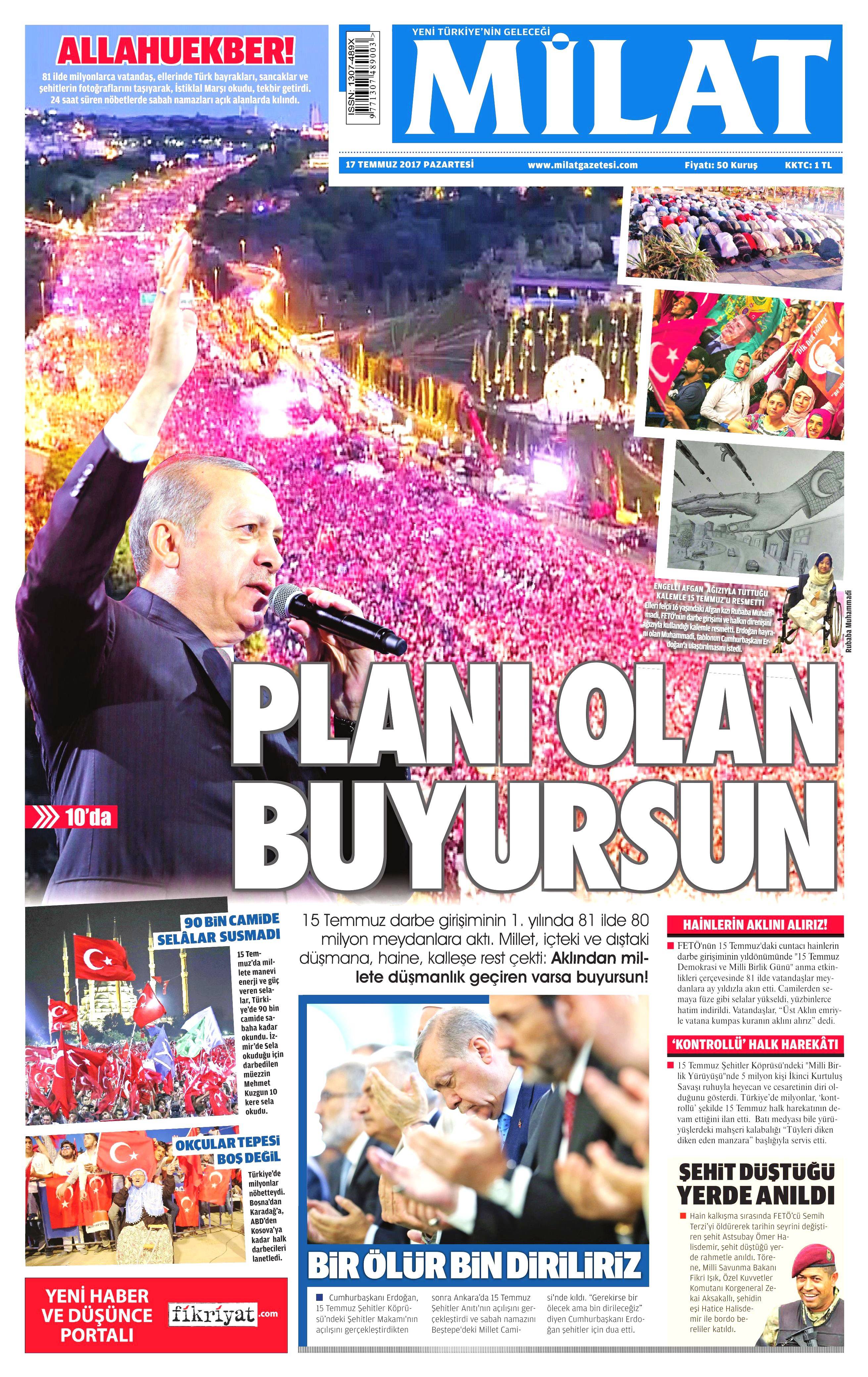 17 Temmuz 2017 Pazartesi gazete manşetleri - 9