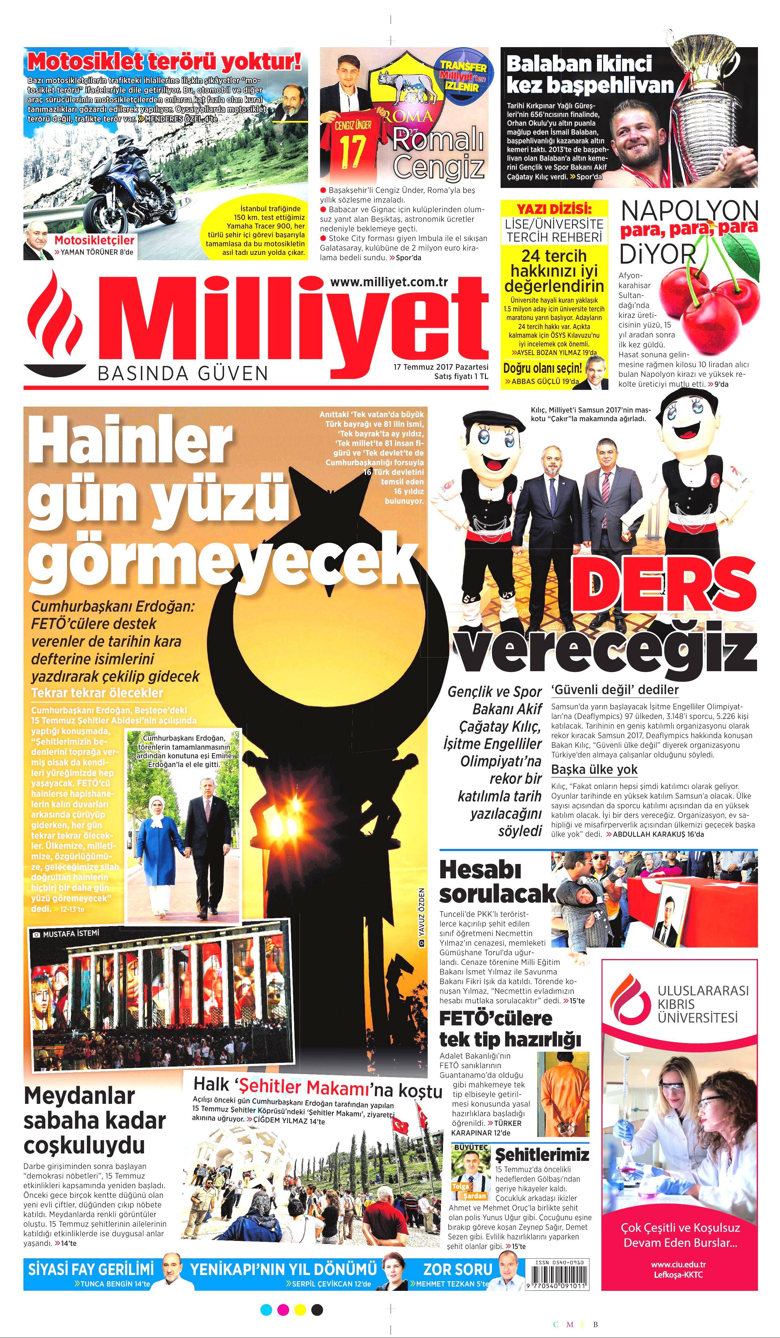 17 Temmuz 2017 Pazartesi gazete manşetleri - 11