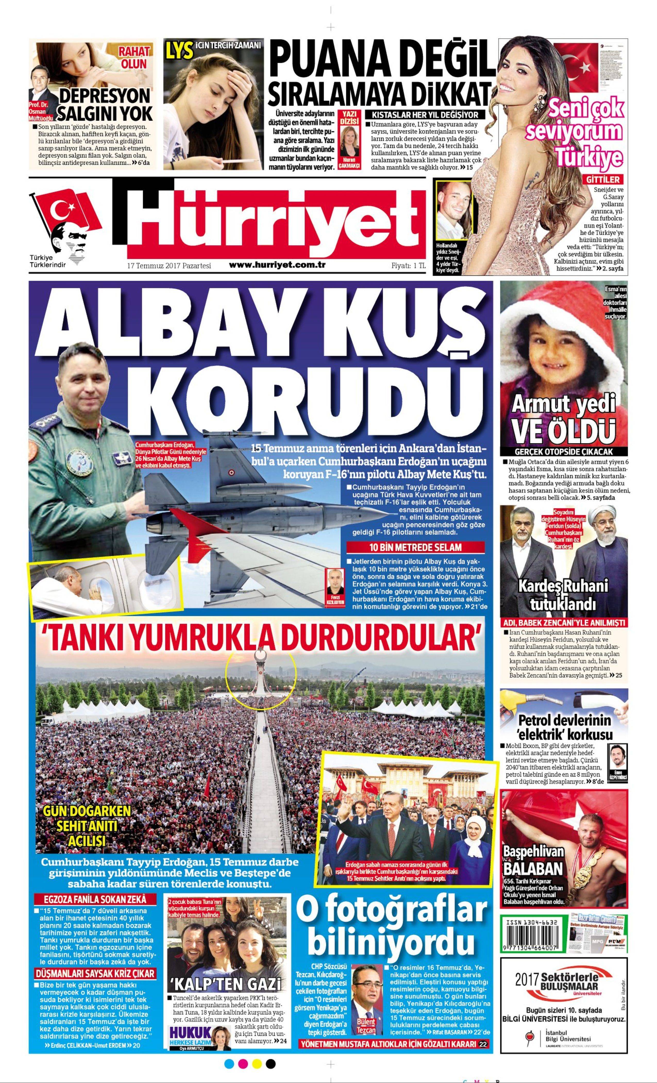 17 Temmuz 2017 Pazartesi gazete manşetleri - 6