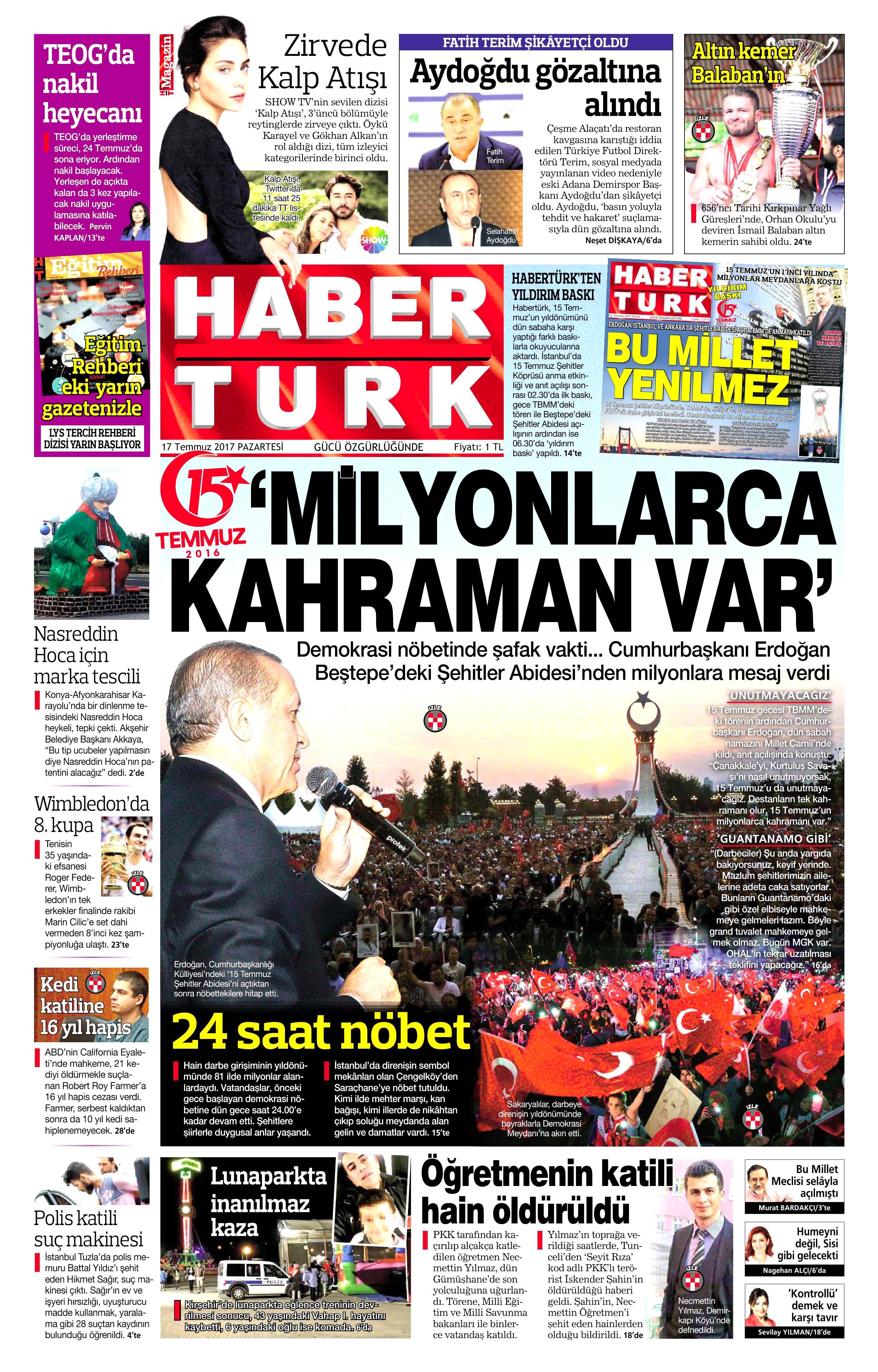17 Temmuz 2017 Pazartesi gazete manşetleri - 5