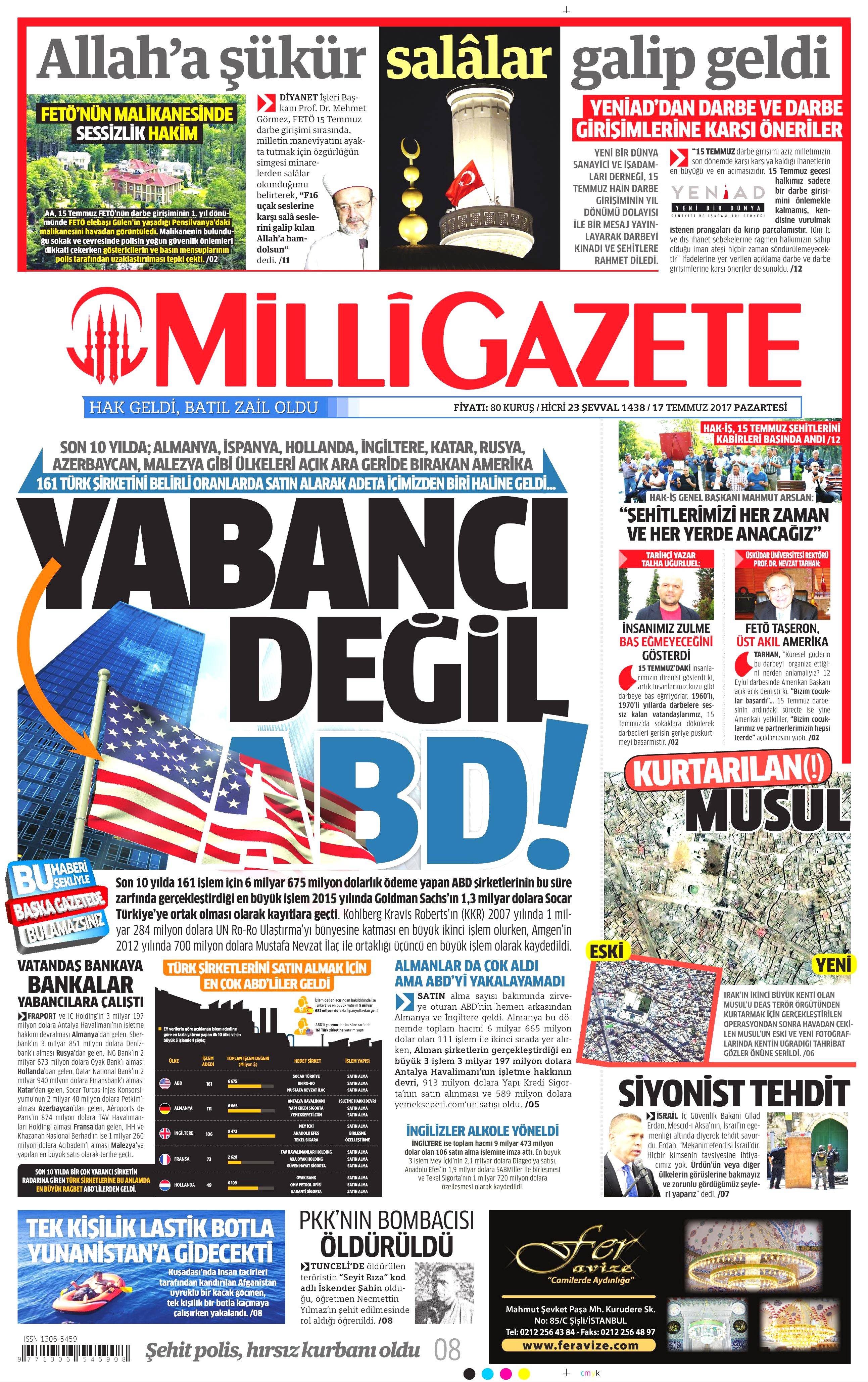 17 Temmuz 2017 Pazartesi gazete manşetleri - 10