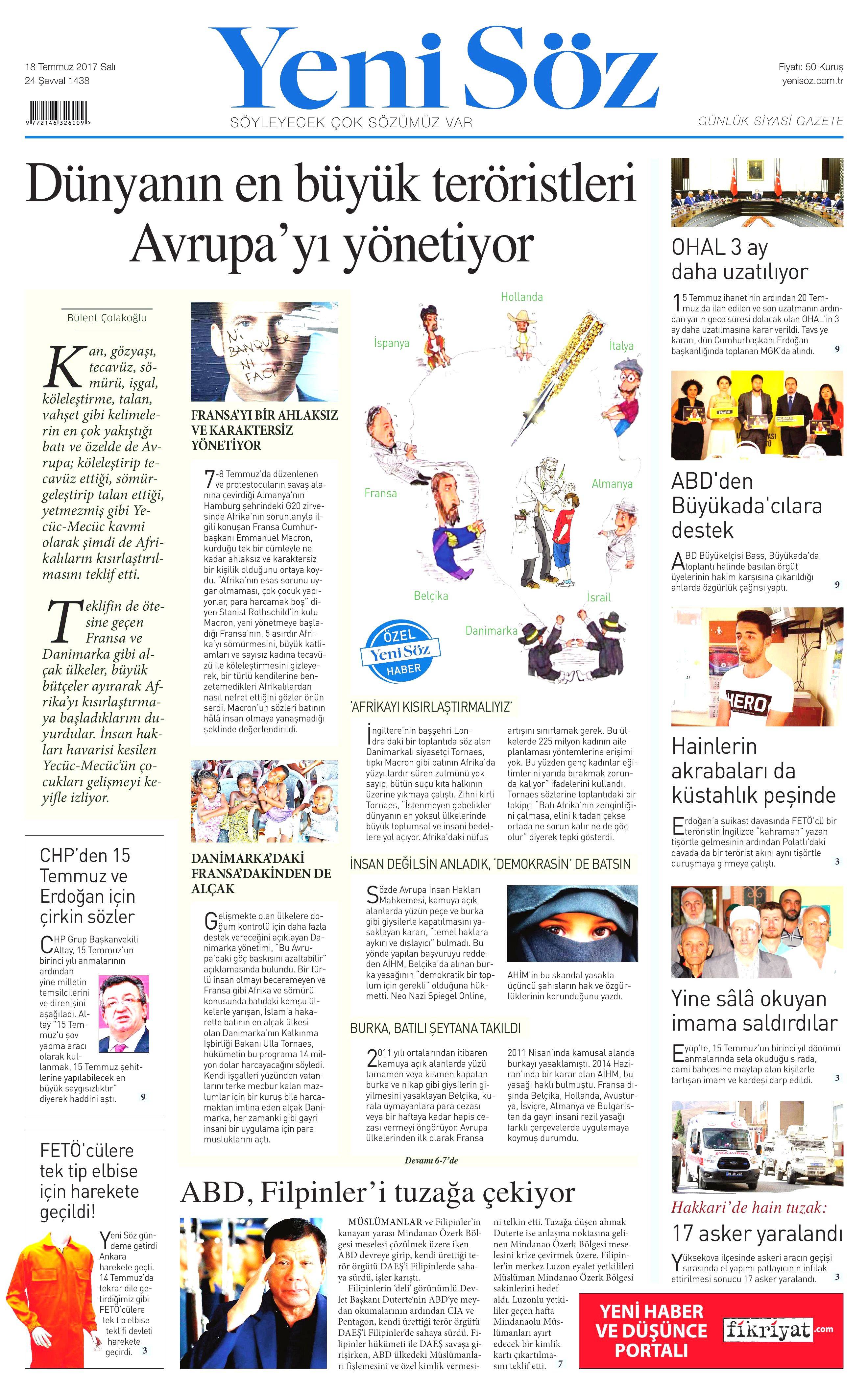 18 Temmuz 2017 Salı gazete manşetleri - 23