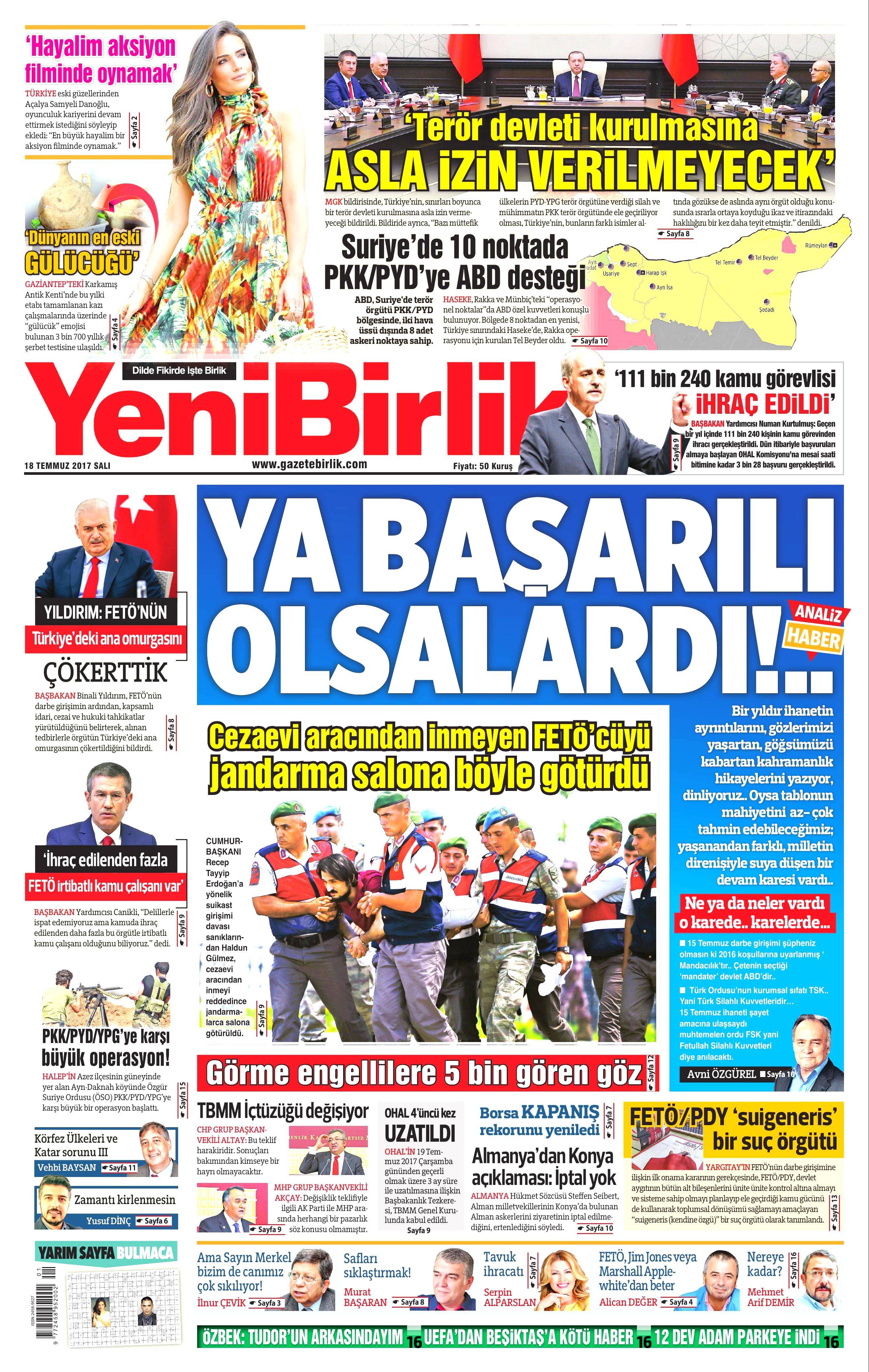 18 Temmuz 2017 Salı gazete manşetleri - 20