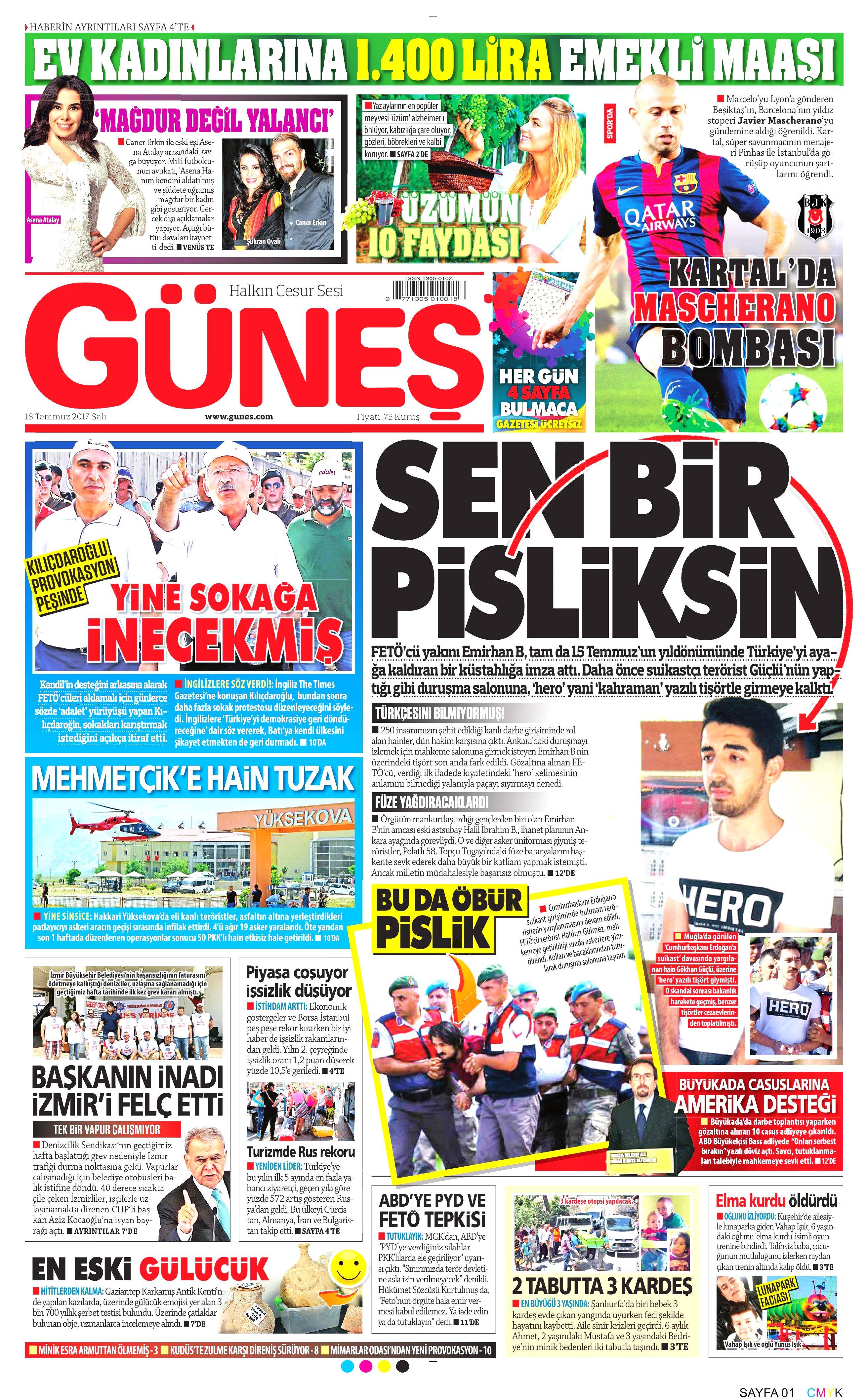 18 Temmuz 2017 Salı gazete manşetleri - 4