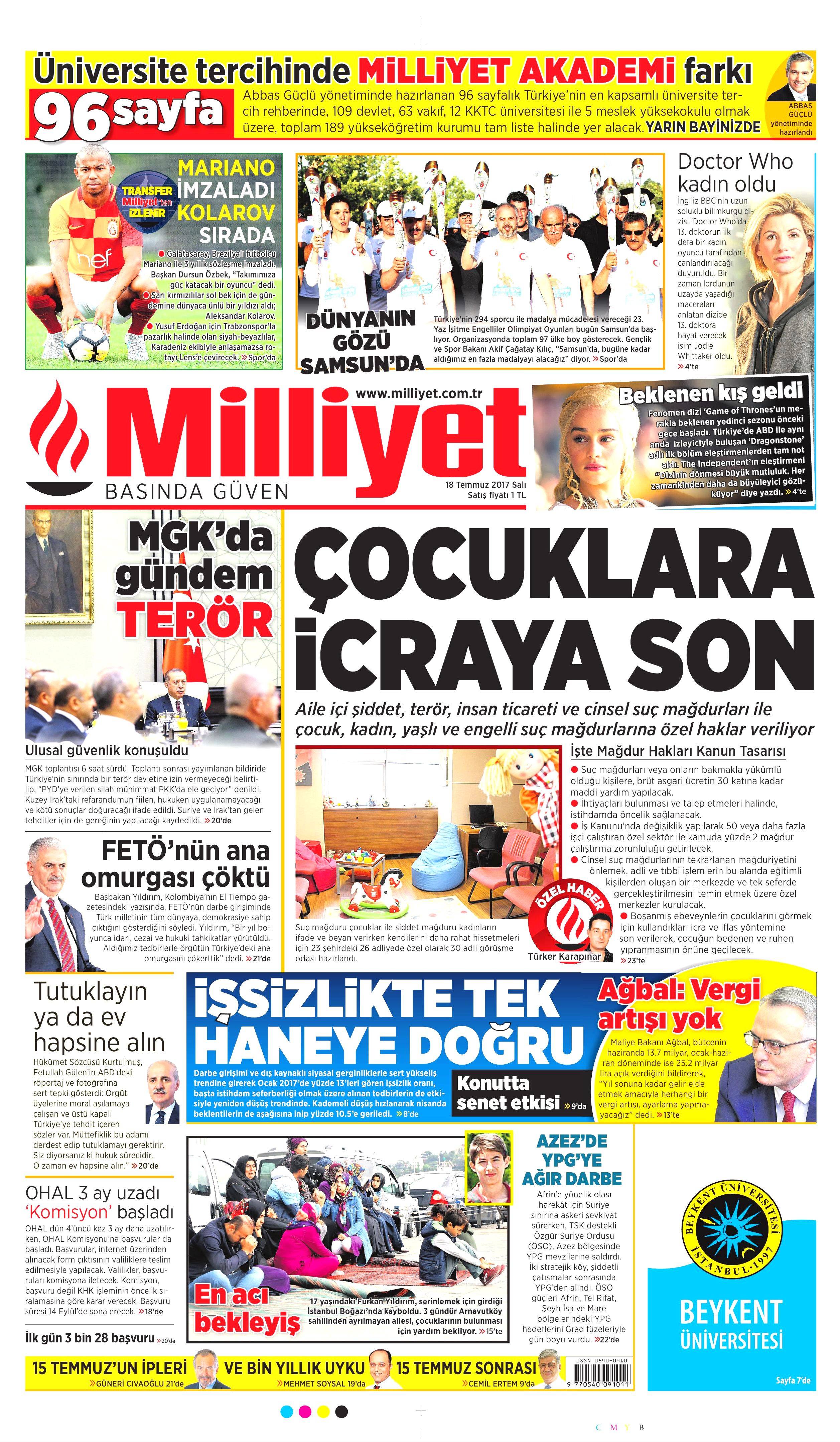 18 Temmuz 2017 Salı gazete manşetleri - 11