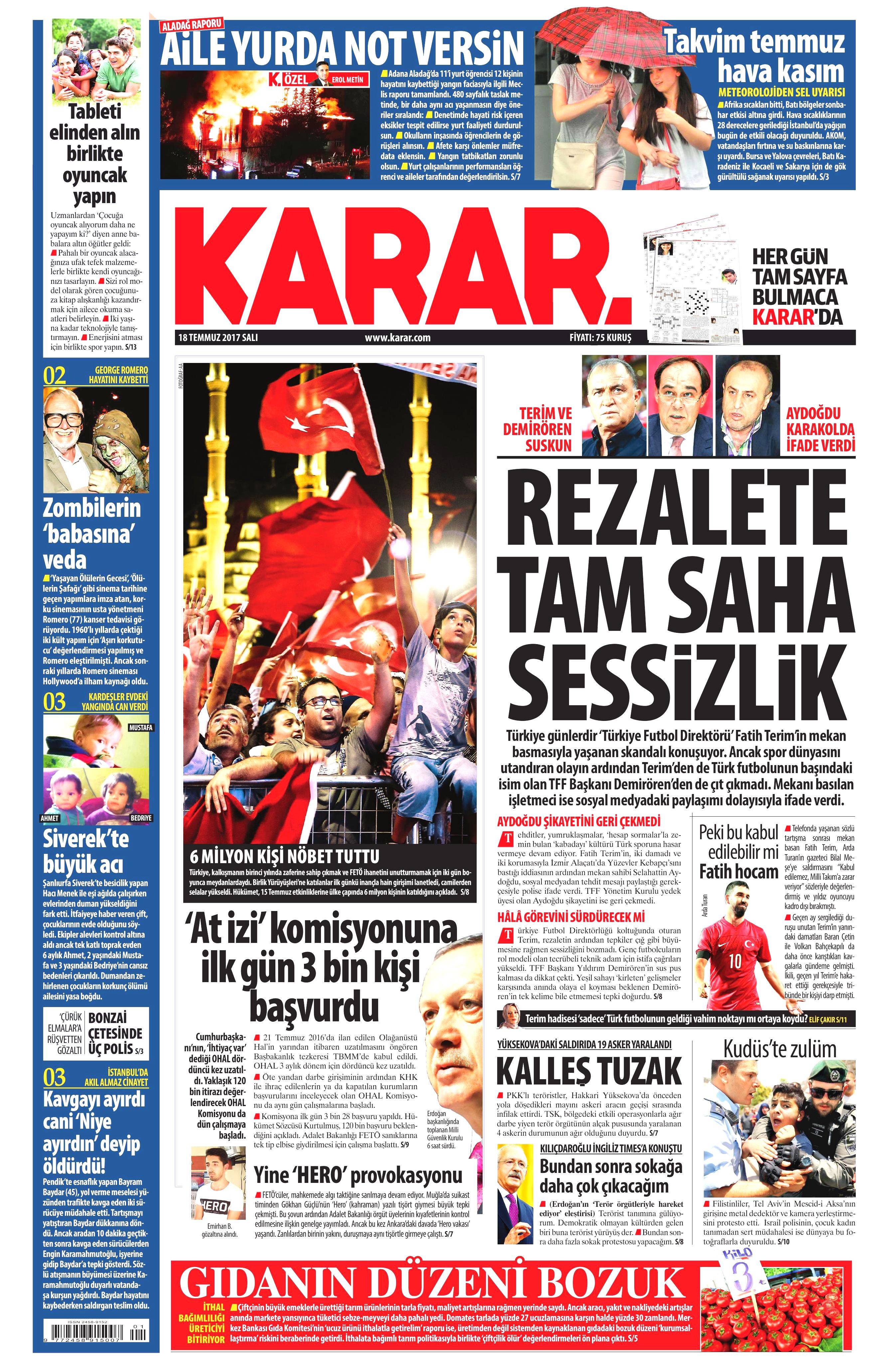 18 Temmuz 2017 Salı gazete manşetleri - 8