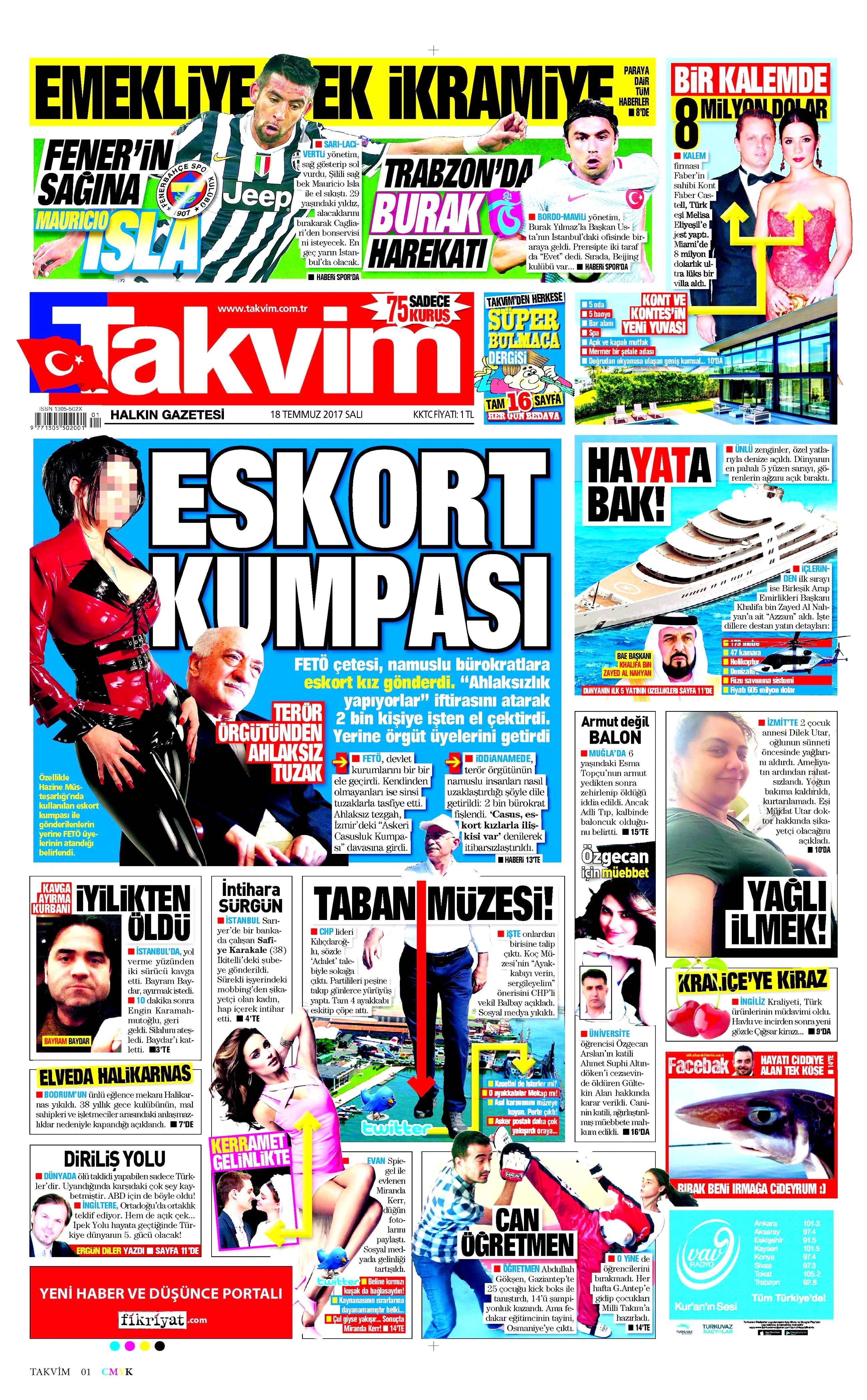 18 Temmuz 2017 Salı gazete manşetleri - 16