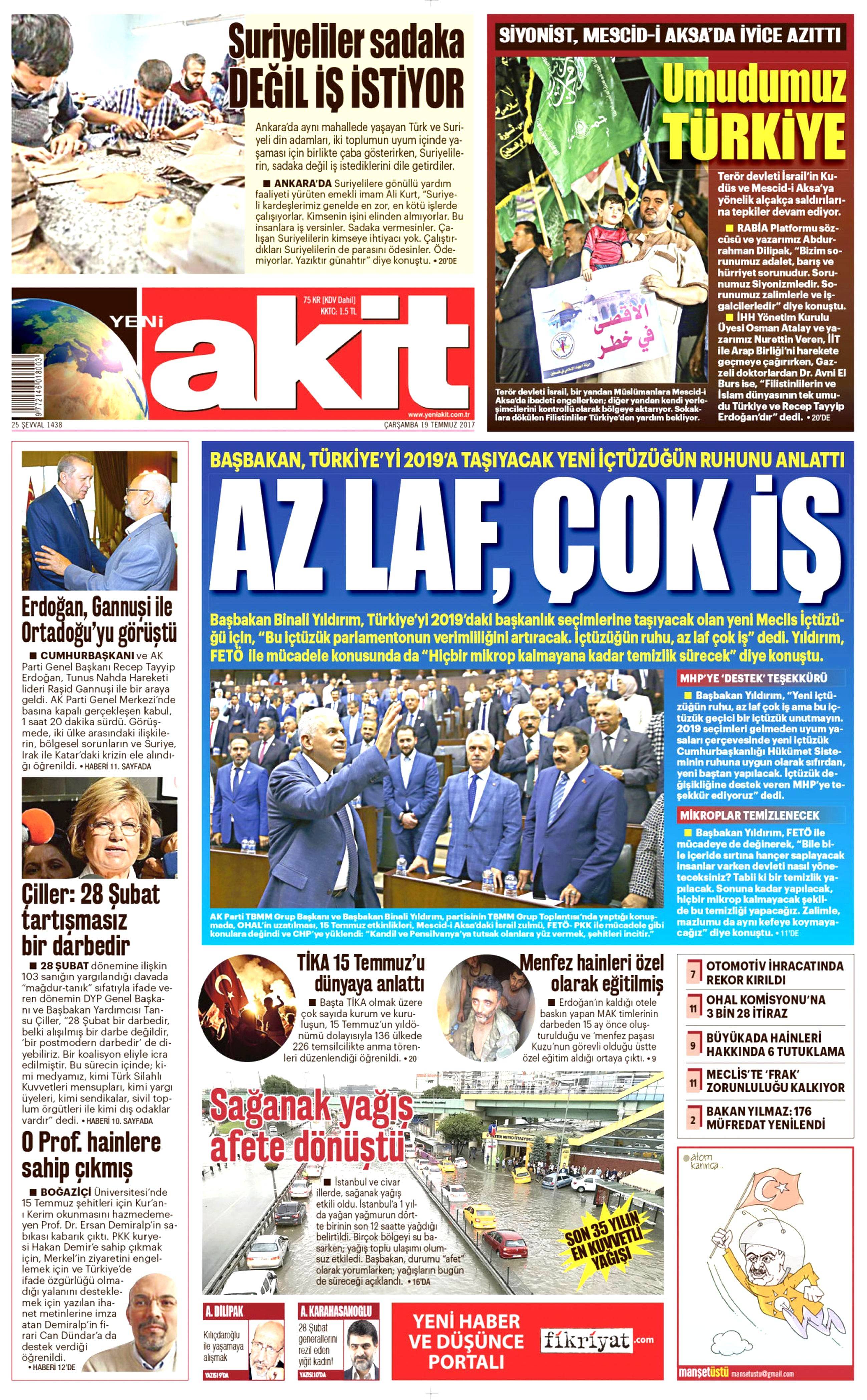 19 Temmuz 2017 Çarşamba gazete manşetleri - 3