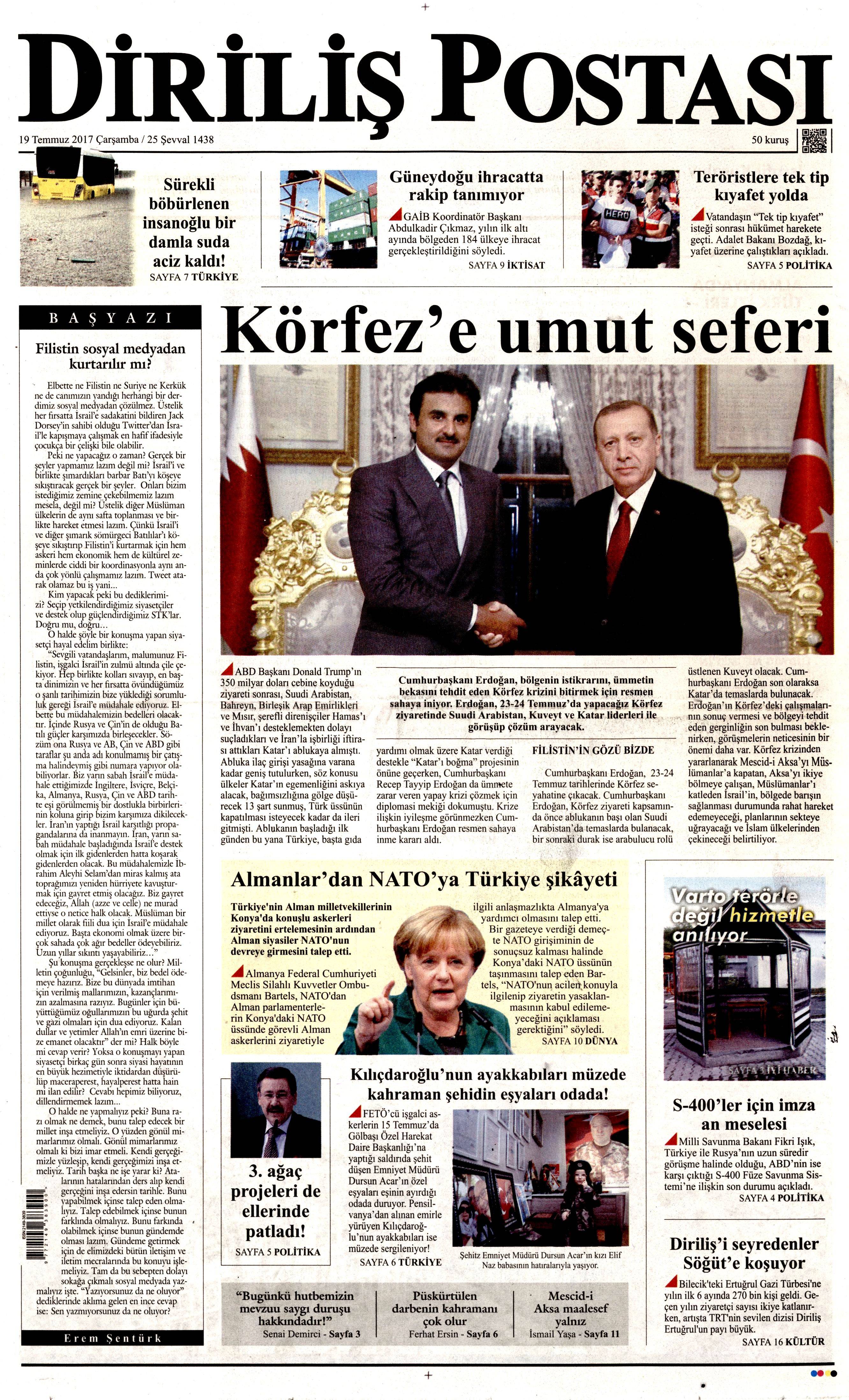 19 Temmuz 2017 Çarşamba gazete manşetleri - 4