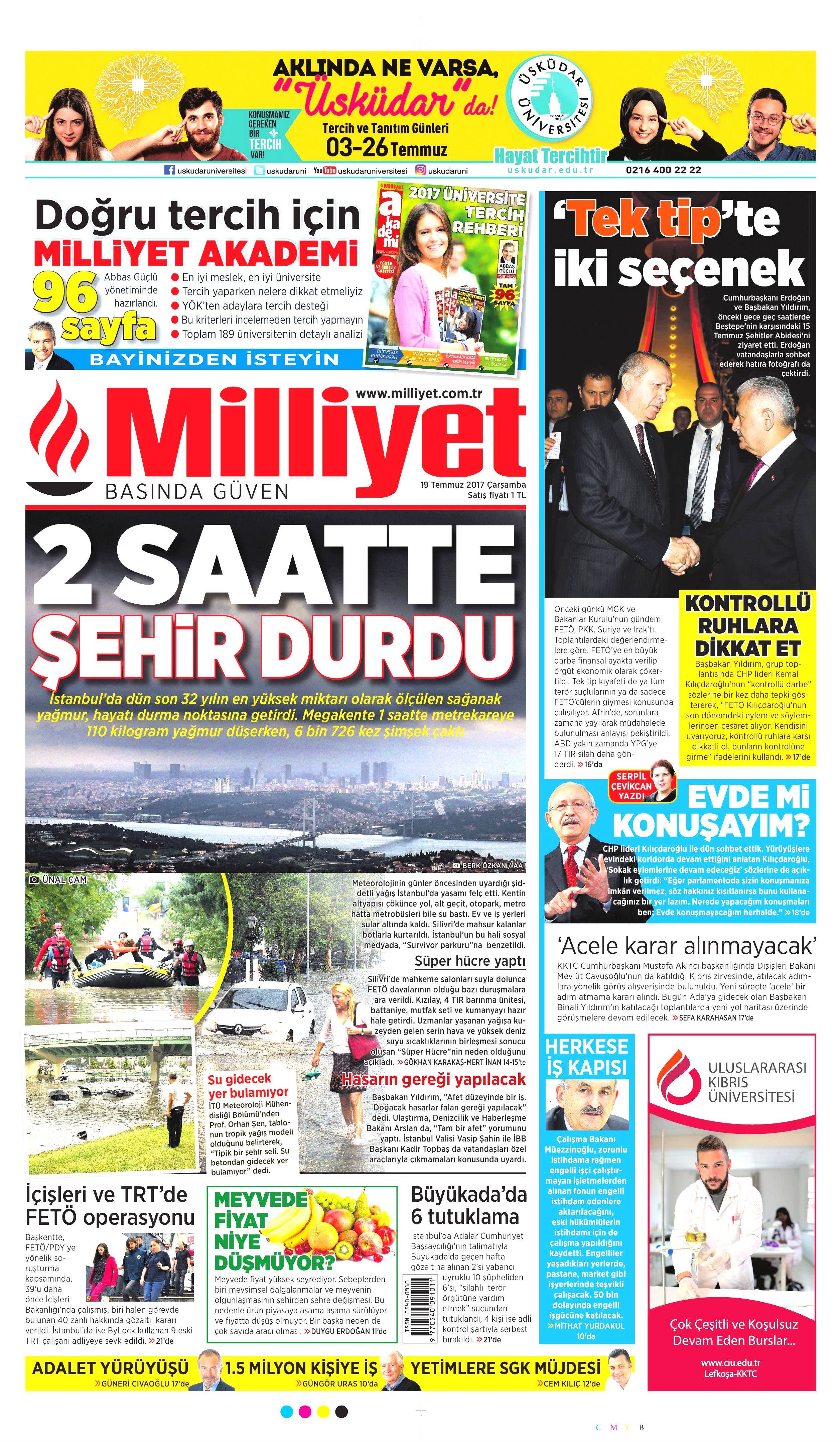 19 Temmuz 2017 Çarşamba gazete manşetleri - 17