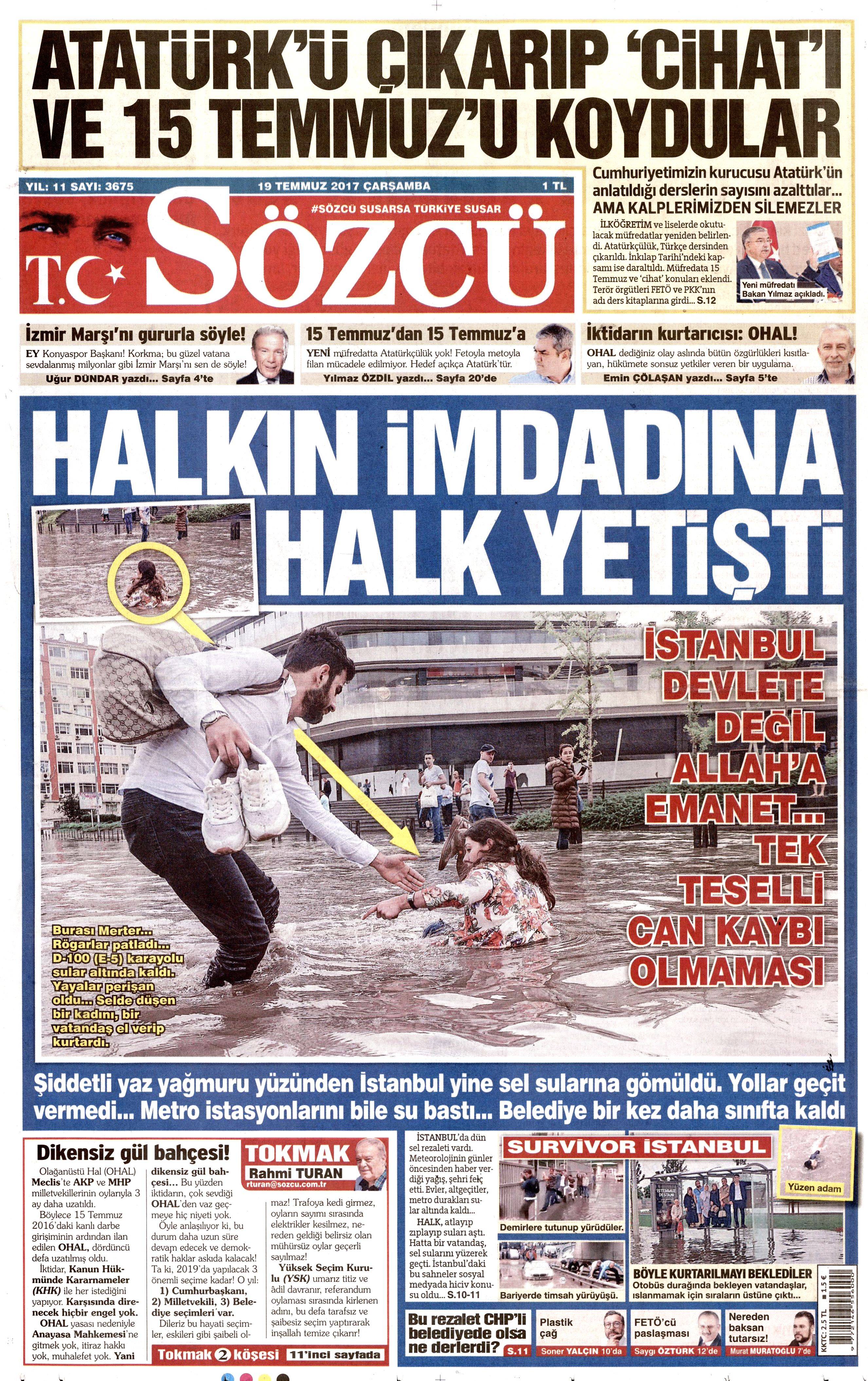 19 Temmuz 2017 Çarşamba gazete manşetleri - 21