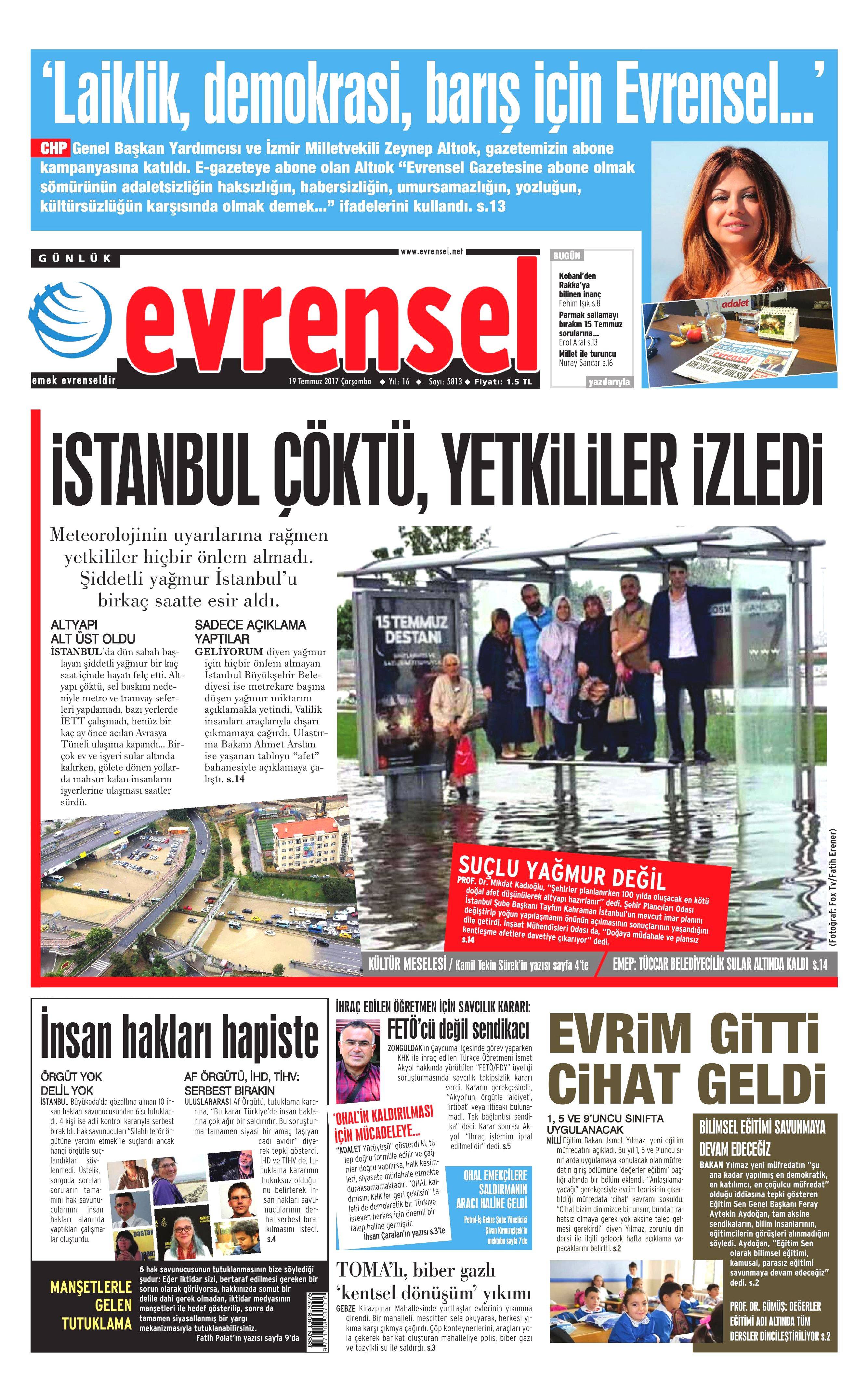 19 Temmuz 2017 Çarşamba gazete manşetleri - 39