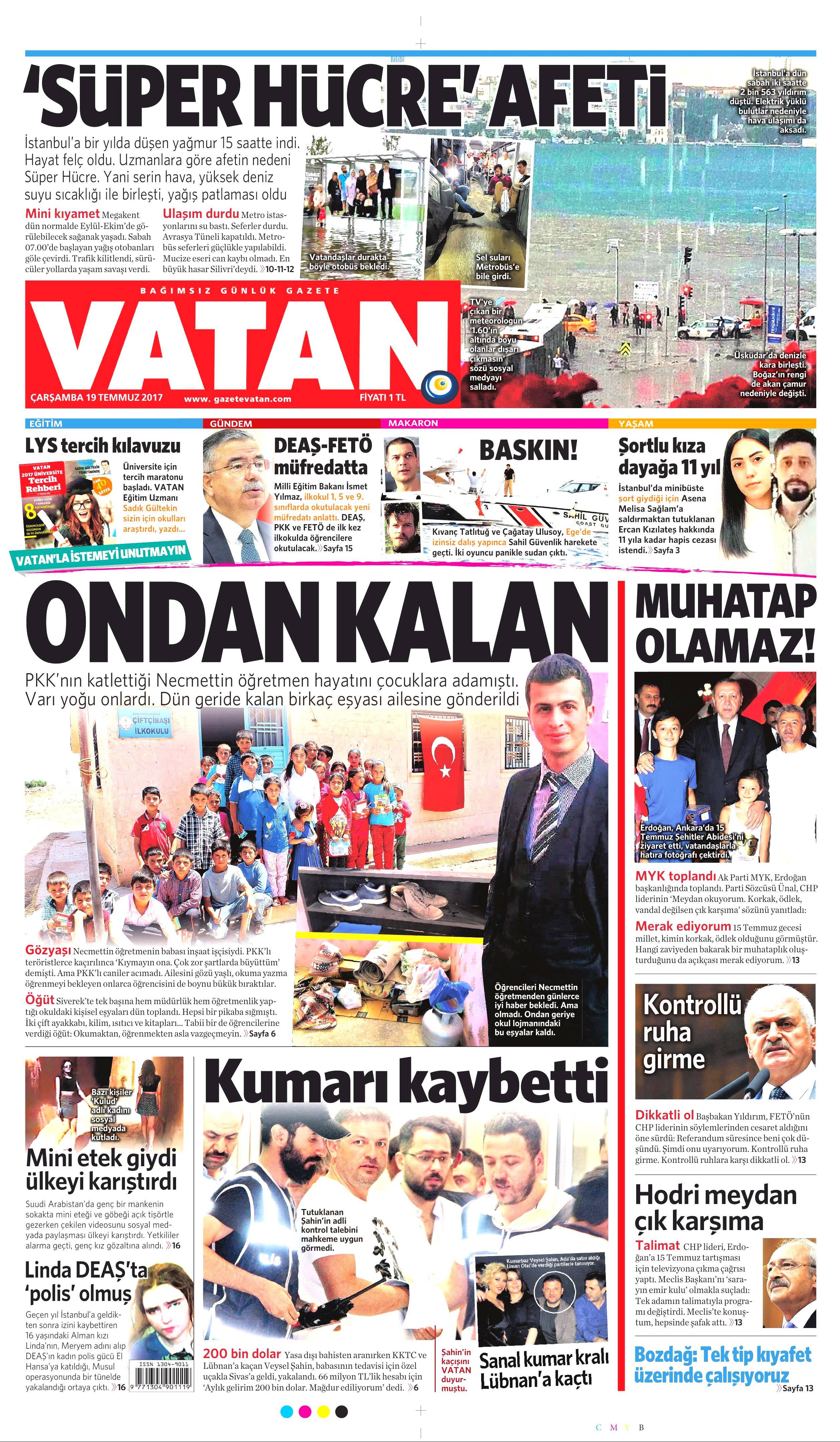 19 Temmuz 2017 Çarşamba gazete manşetleri - 25