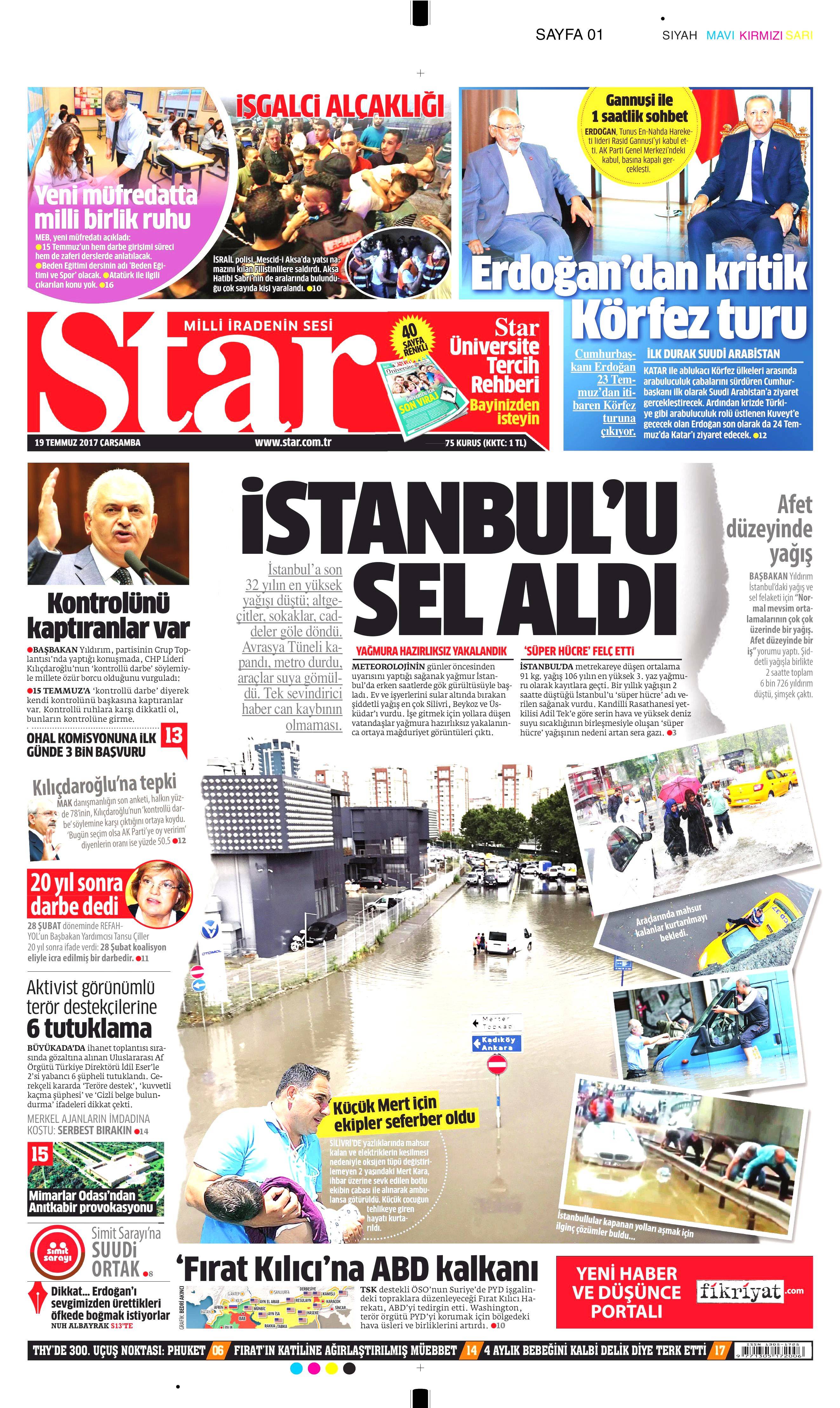 19 Temmuz 2017 Çarşamba gazete manşetleri - 22