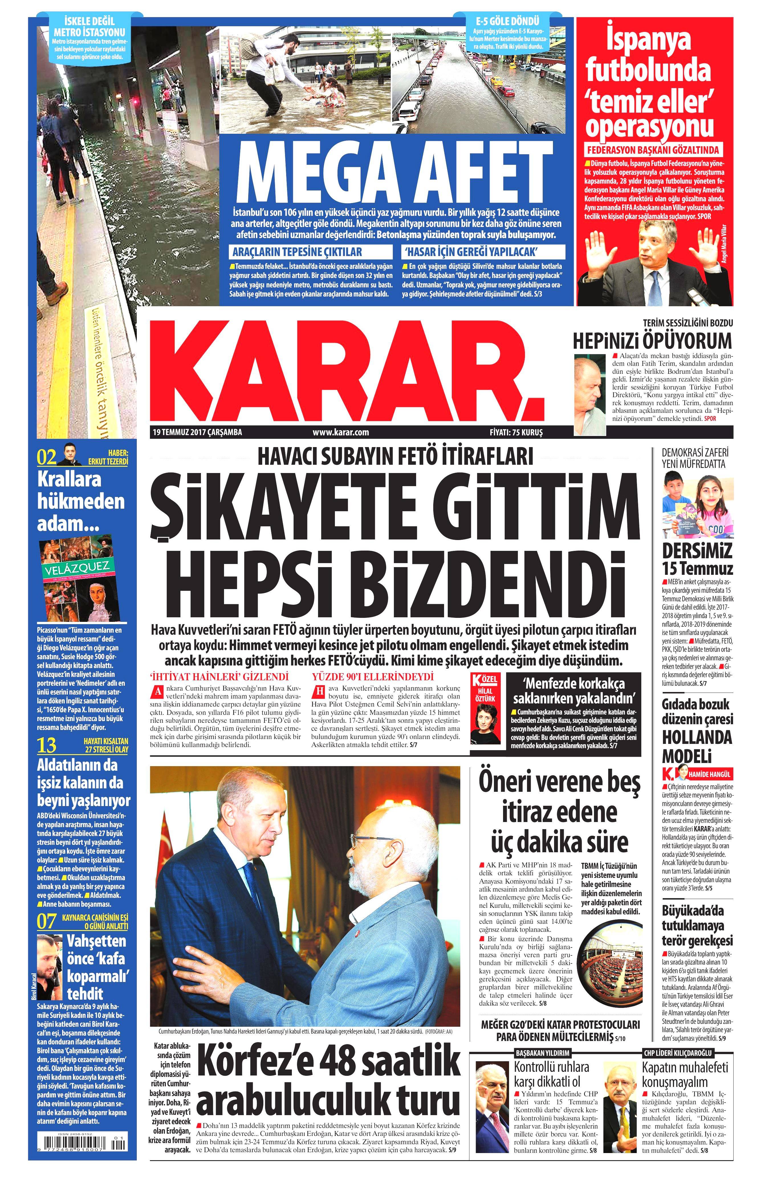 19 Temmuz 2017 Çarşamba gazete manşetleri - 13