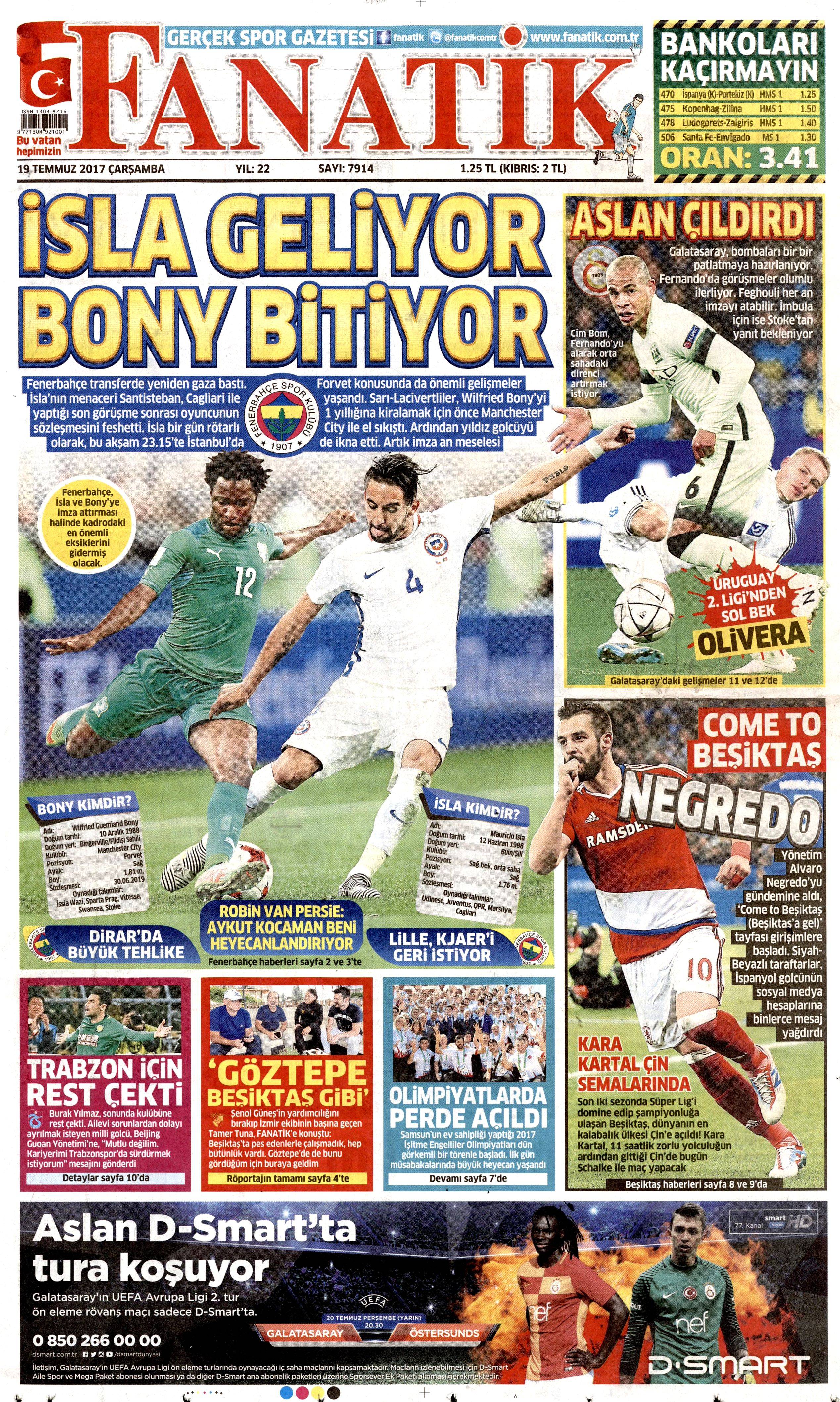 19 Temmuz 2017 Çarşamba gazete manşetleri - 34
