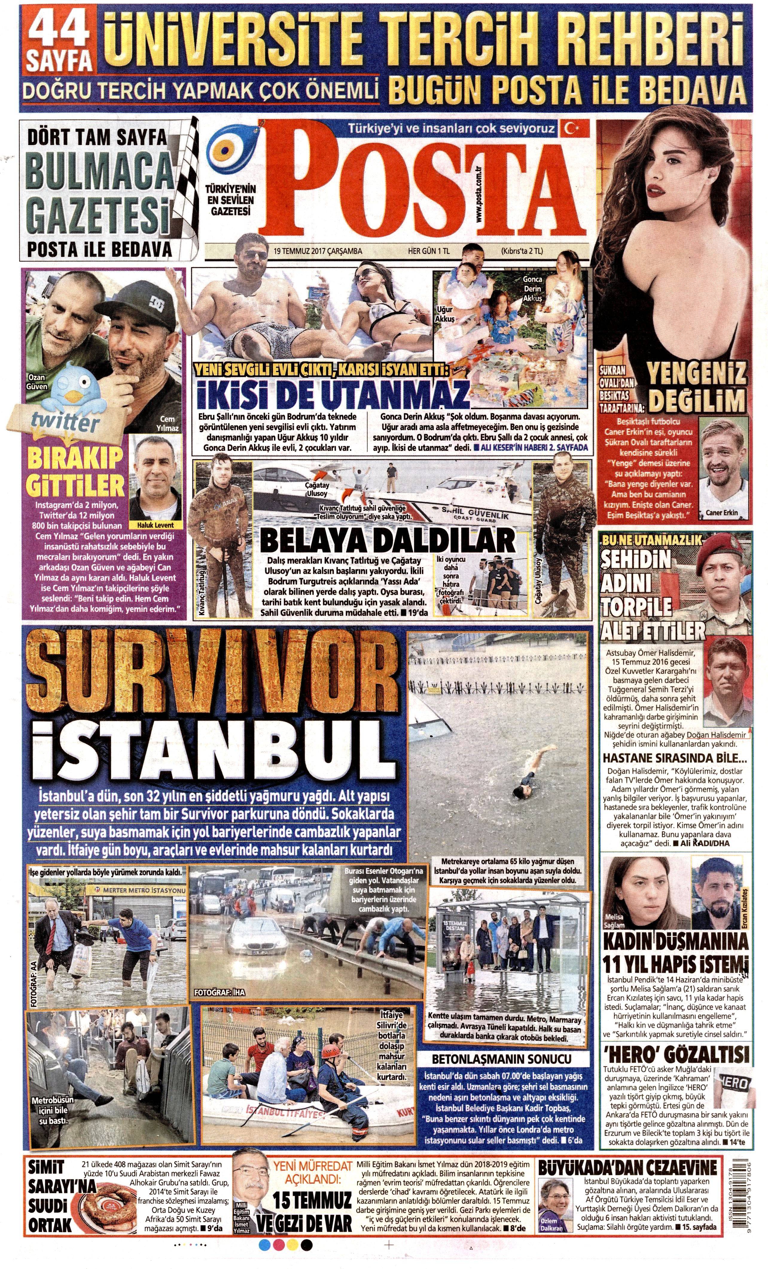 19 Temmuz 2017 Çarşamba gazete manşetleri - 19