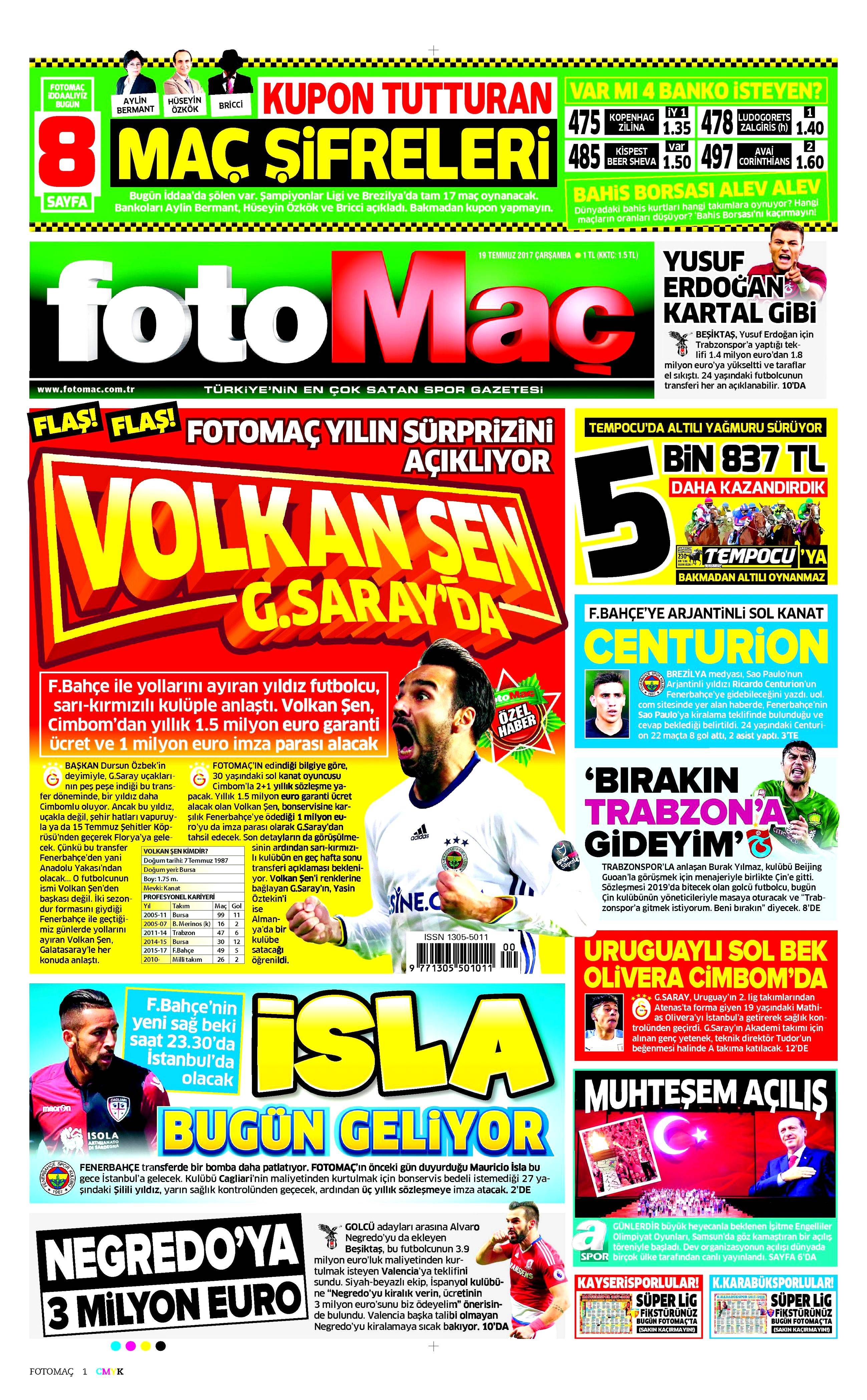 19 Temmuz 2017 Çarşamba gazete manşetleri - 35