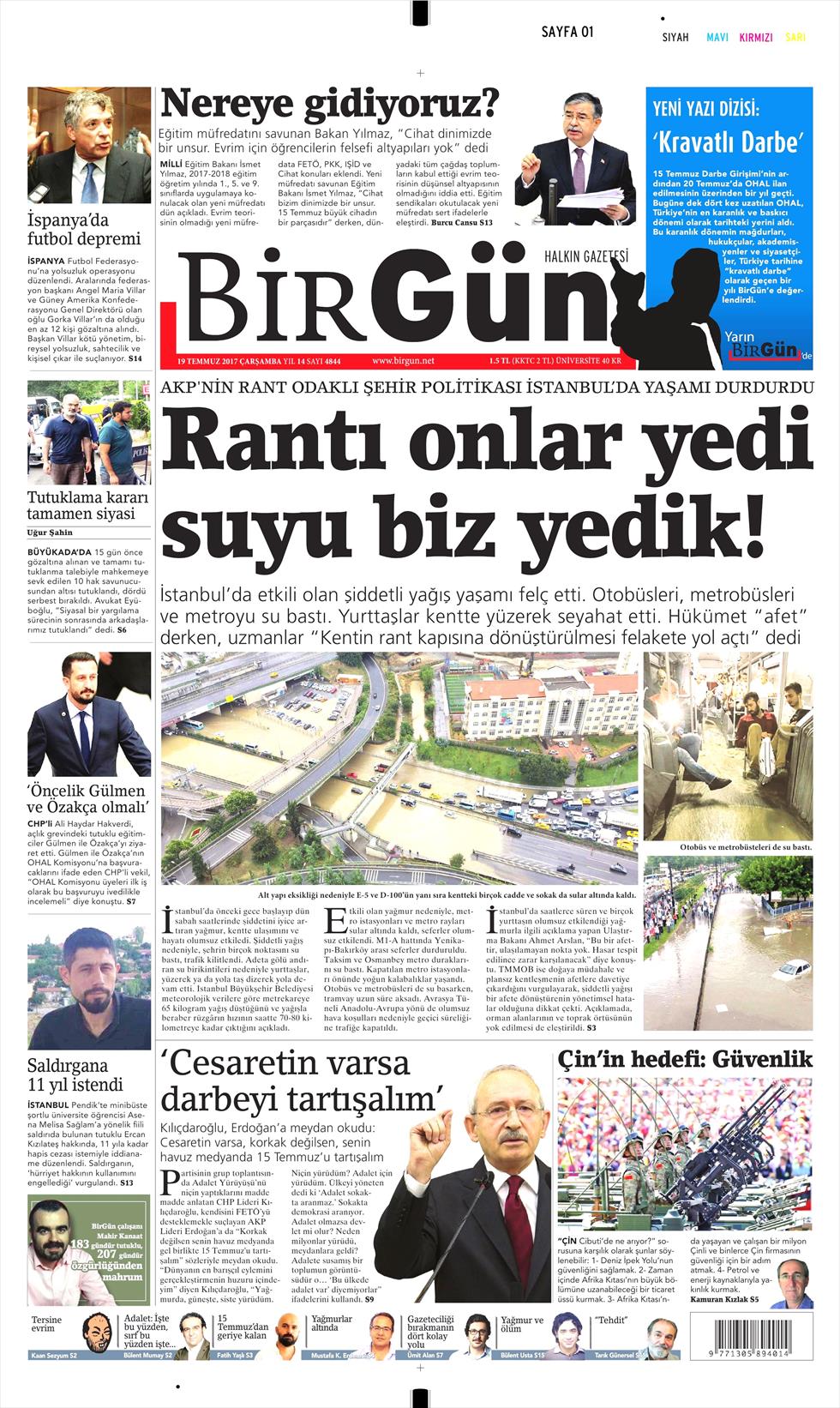 19 Temmuz 2017 Çarşamba gazete manşetleri - 37