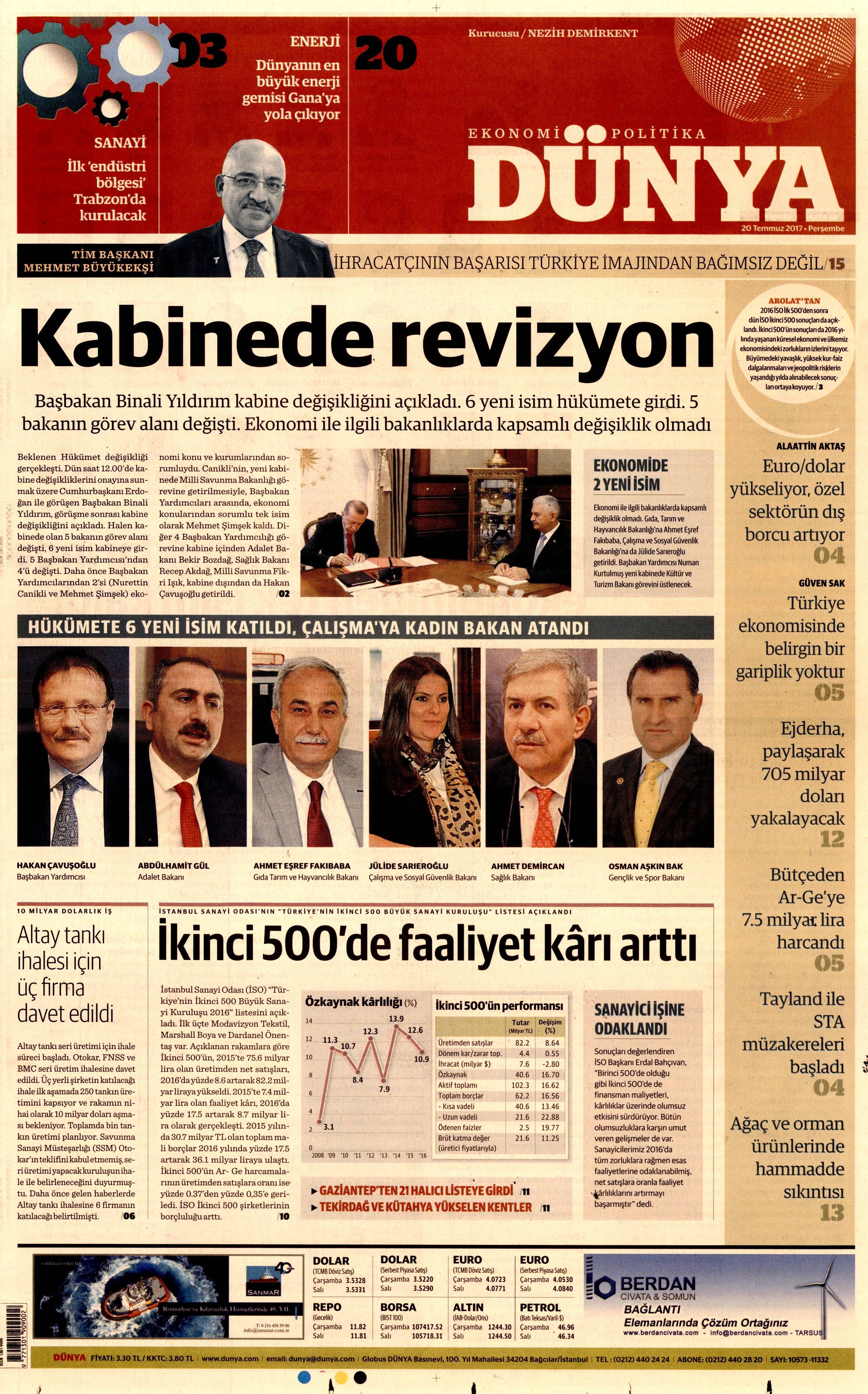 20 Temmuz 2017 gazete manşetleri - 6