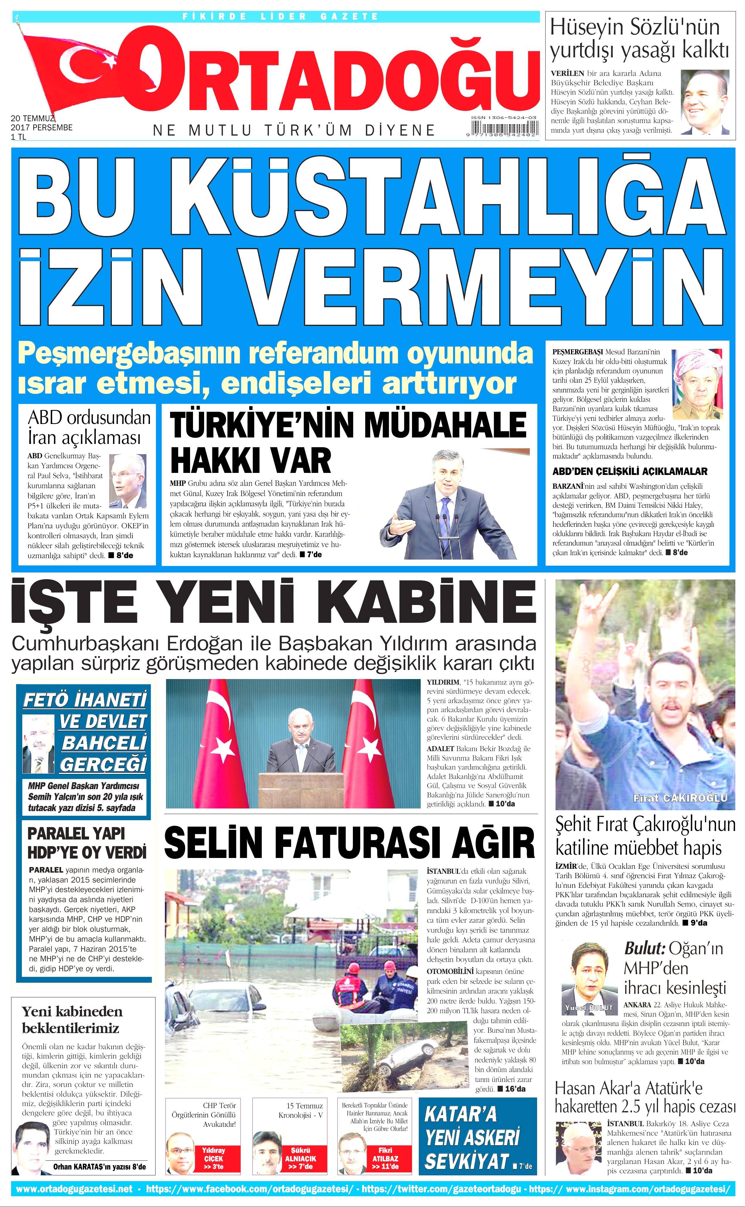 20 Temmuz 2017 gazete manşetleri - 18